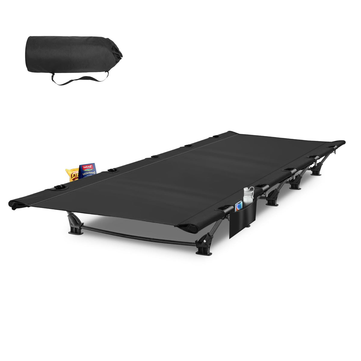FOCHIER F front profile cot showing stable five-leg base and comfort