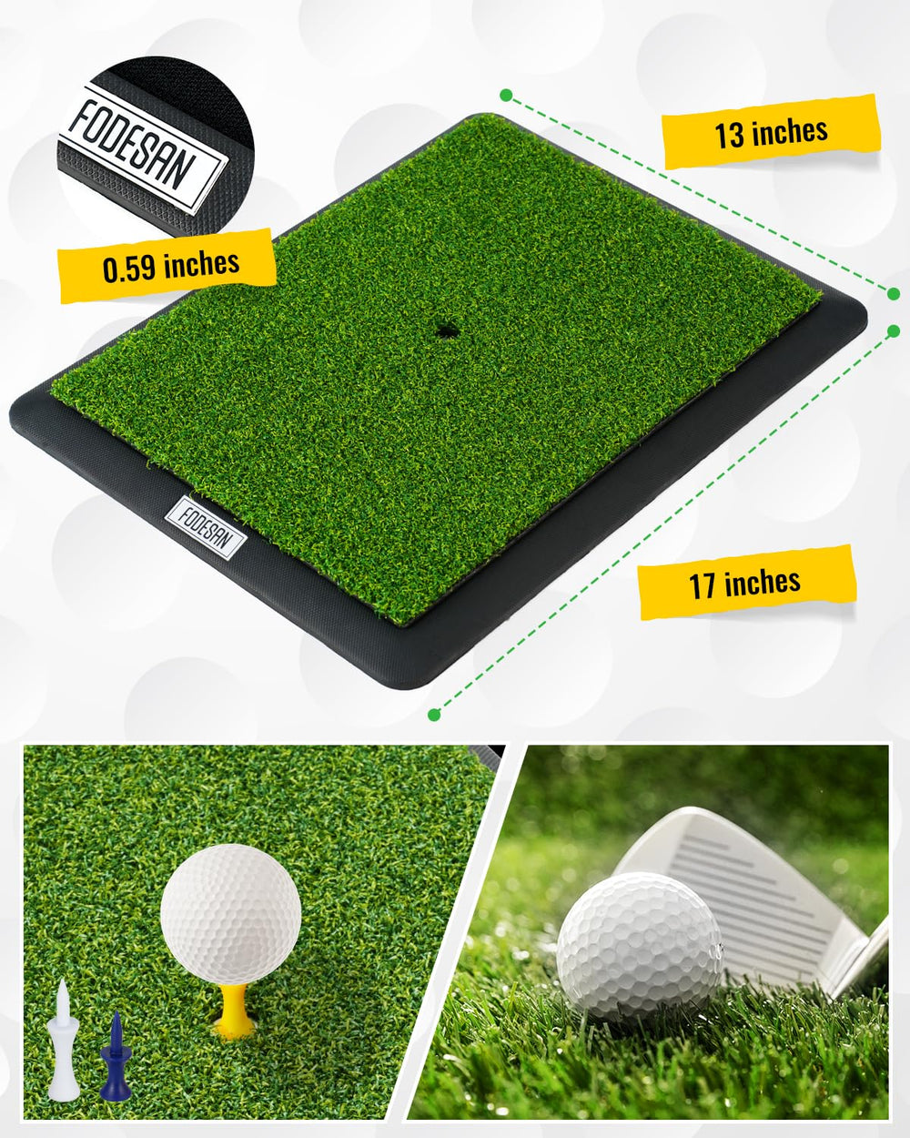 FODESAN mat in front of a practice net demonstrating simulator compatibility