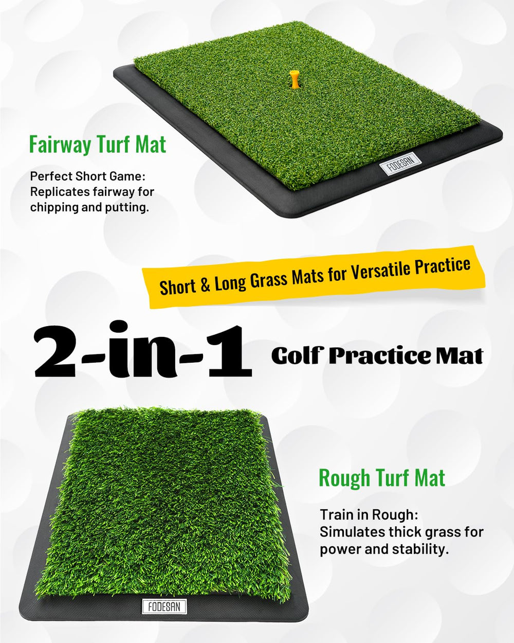 FODESAN close-up of long grass turf showing realistic fairway feel and feedback