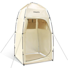 FOGATTI front view showing extra-tall privacy tent and roomy shelter benefit