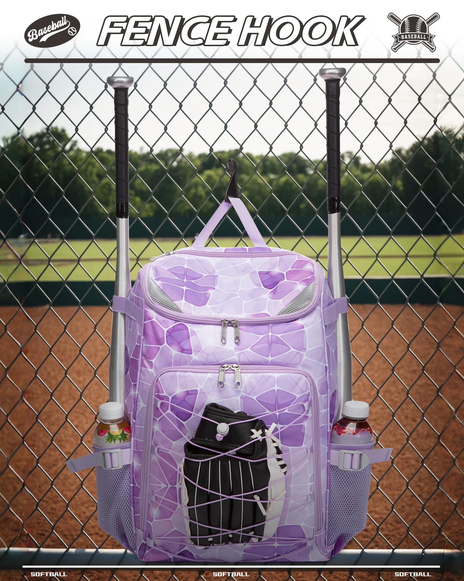 FOKDUVB lavender bag on field near gear illustrating tournament-ready convenience