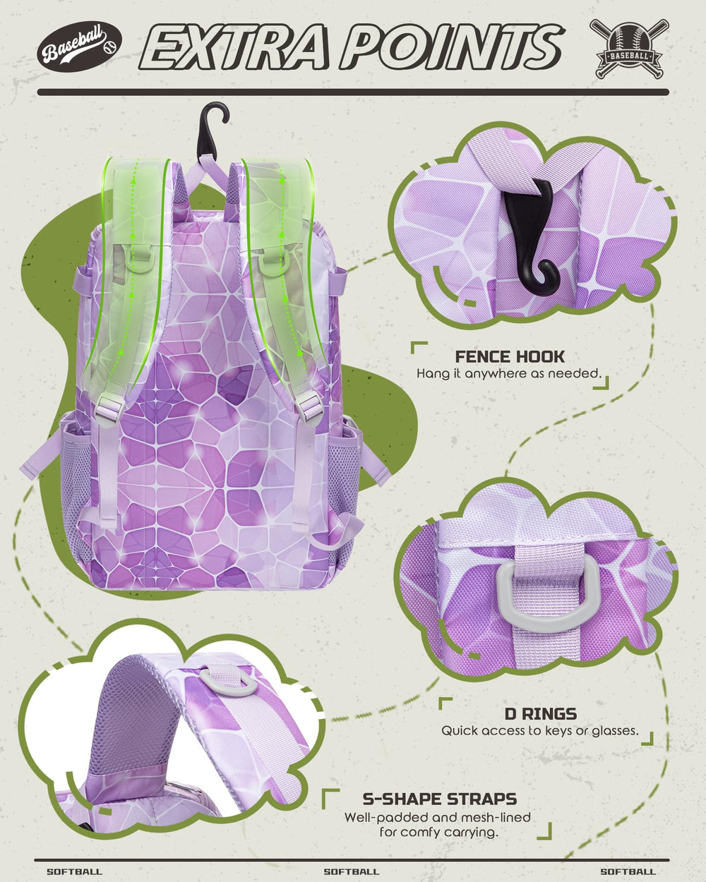 FOKDUVB padded S-curve straps and EPE foam for comfortable youth carrying