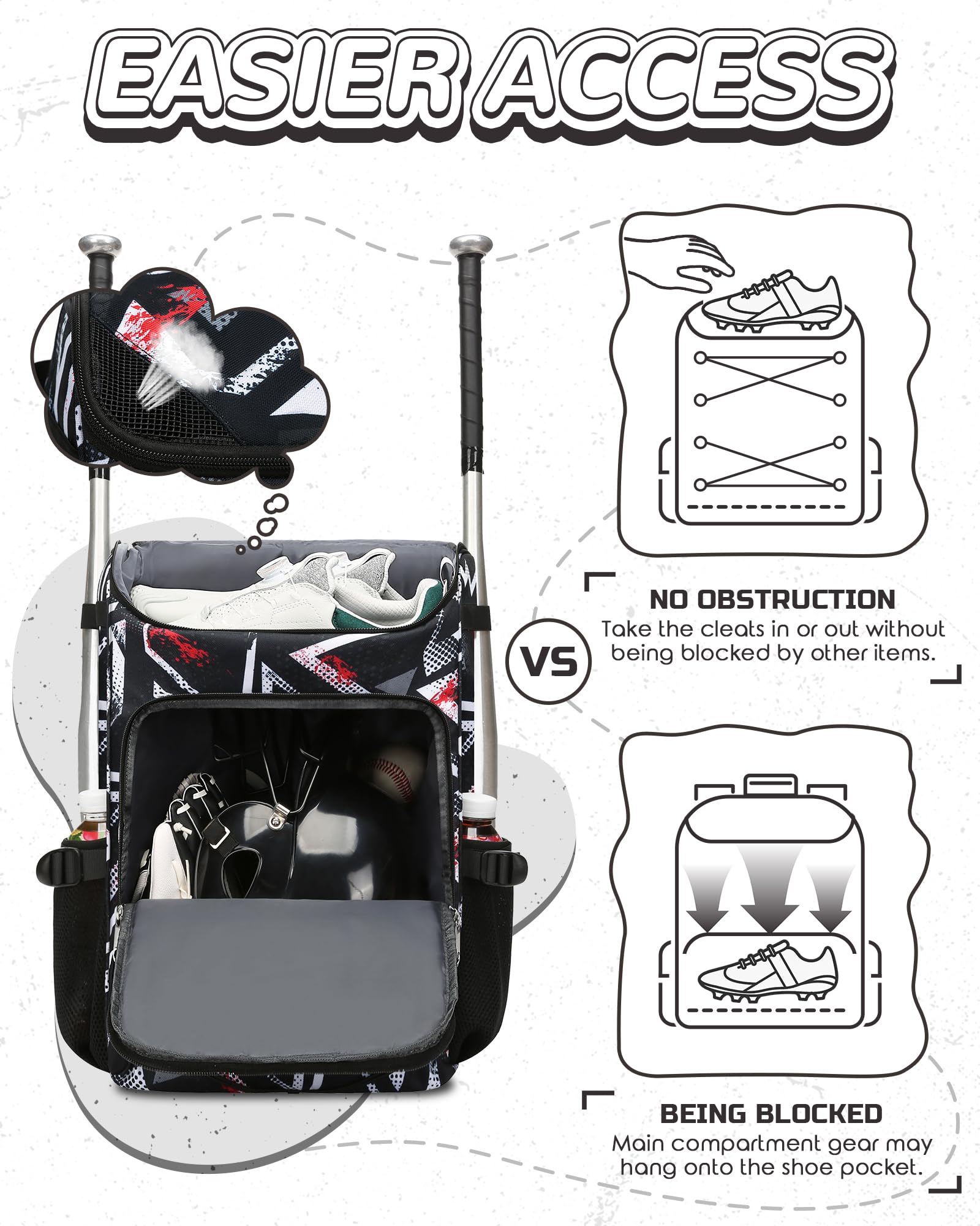 FOKDUVB shoe pocket close-up with vents to keep cleats drier