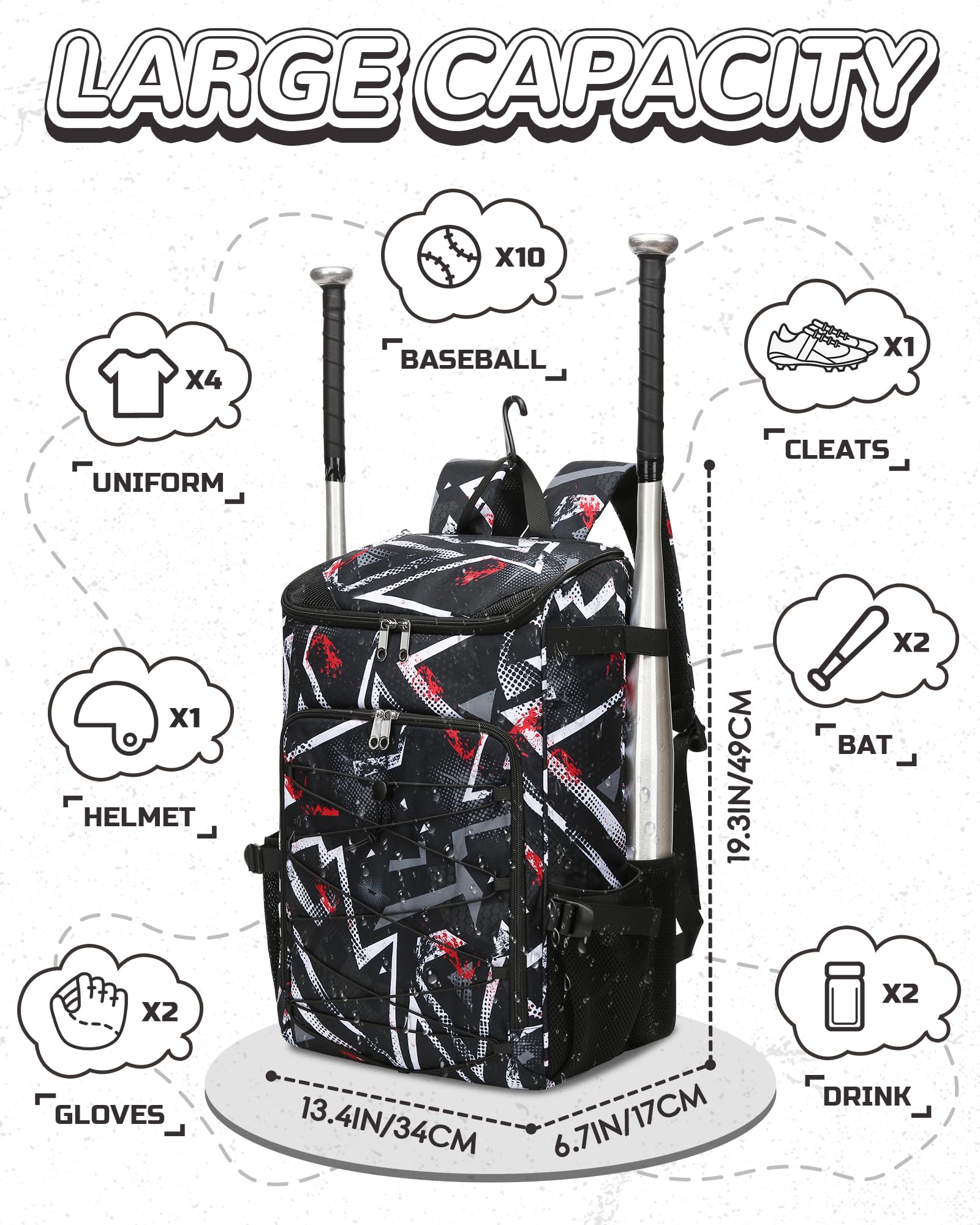 FOKDUVB side view highlighting bat sleeves and bottle pockets for stability