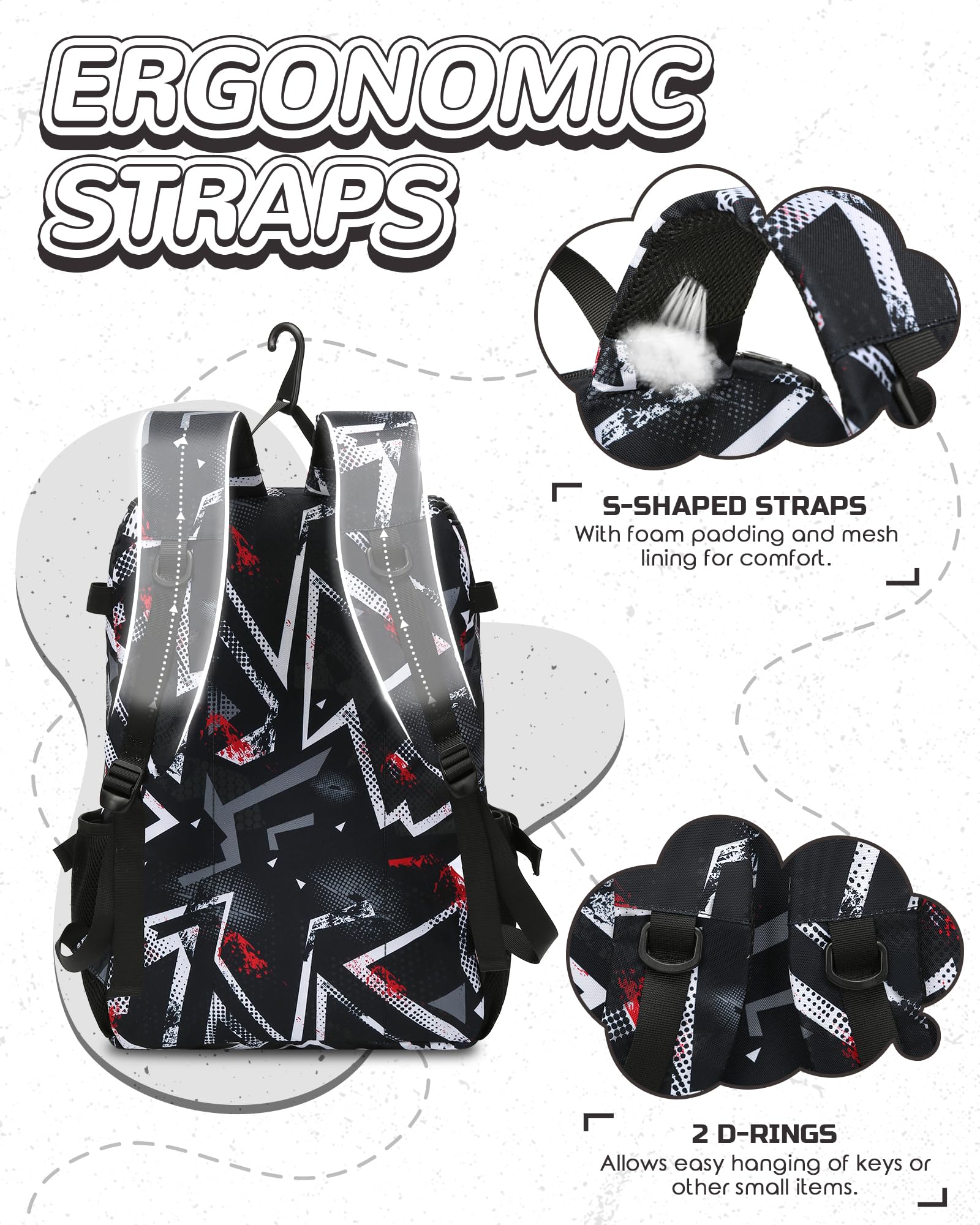 FOKDUVB padded S-curve straps detail for comfortable carrying