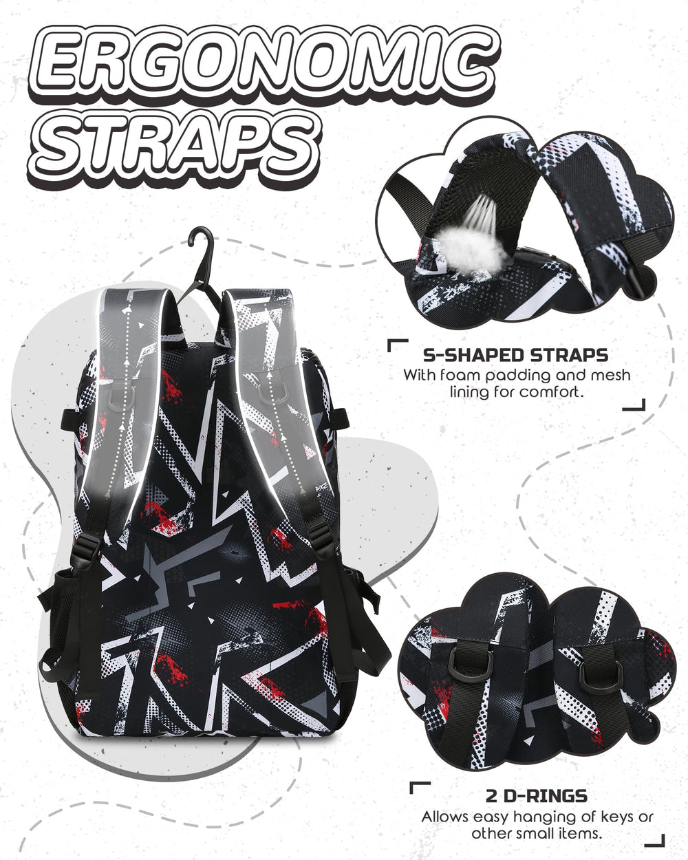 FOKDUVB padded S-curve straps detail for comfortable carrying