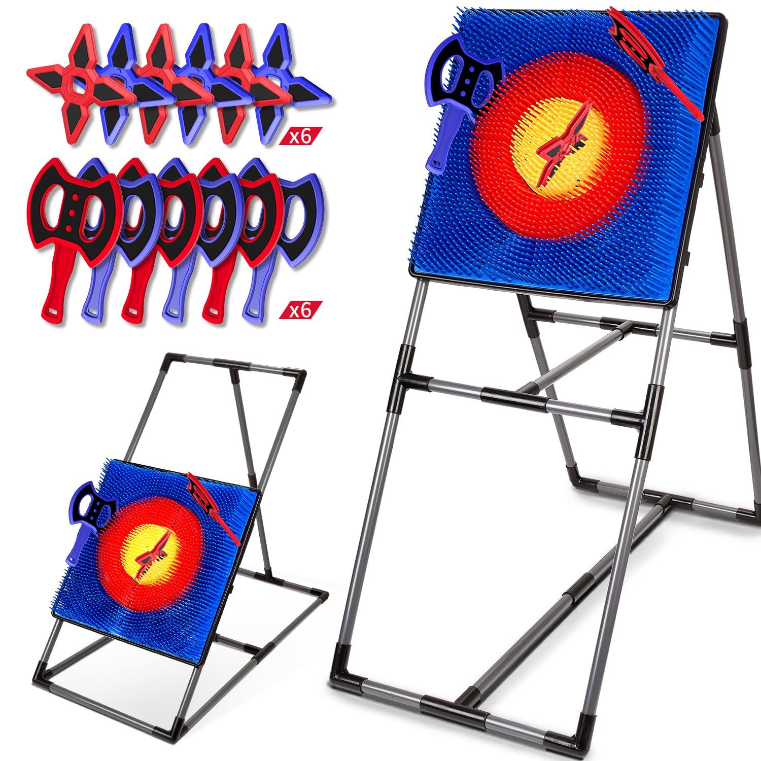 Folimix front view of assembled target and pieces showing stable design benefit
