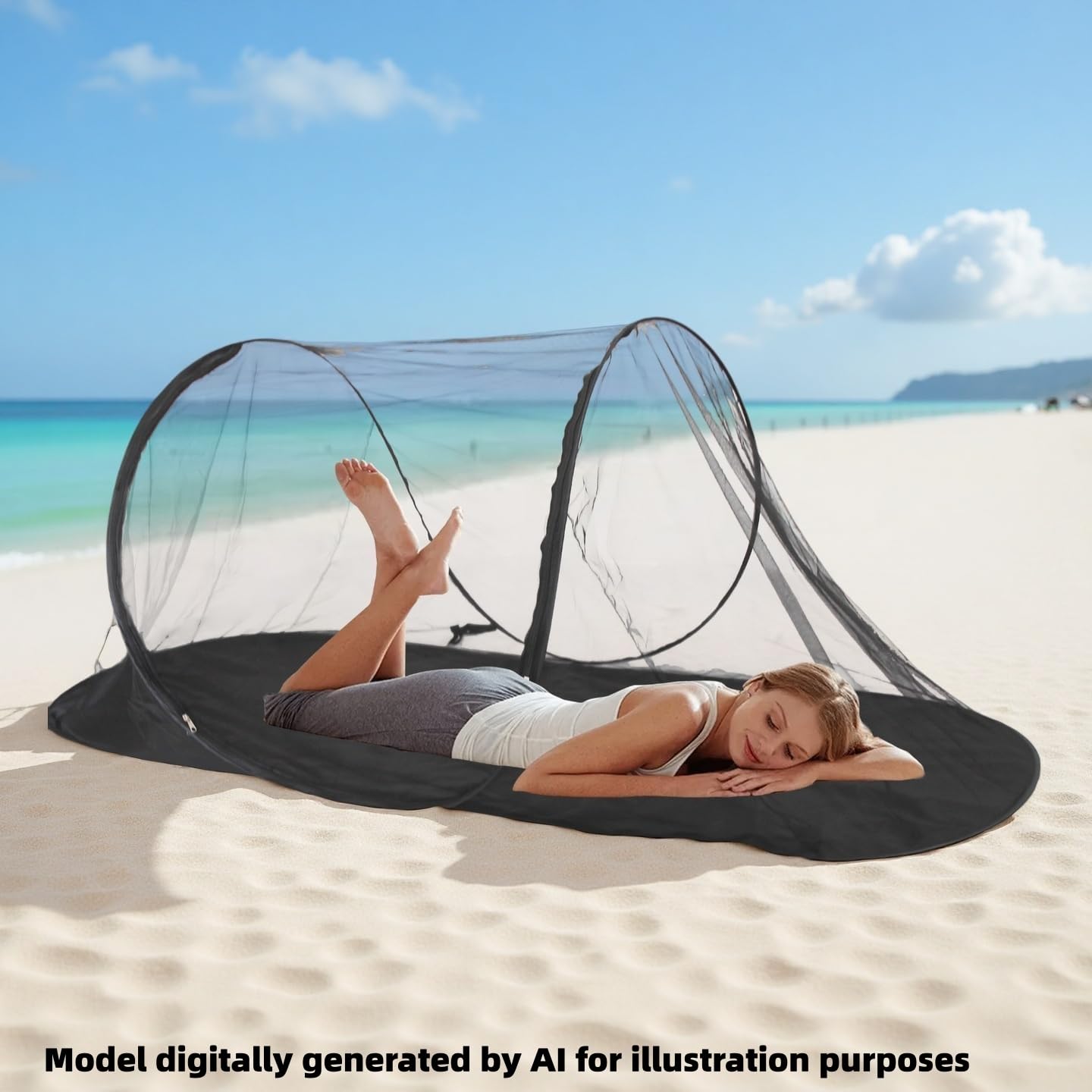 FomiGuatren side profile on single bed demonstrating roomy interior space