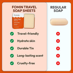 FOMIN soap sheet dissolving on wet hands for fast foaming benefit