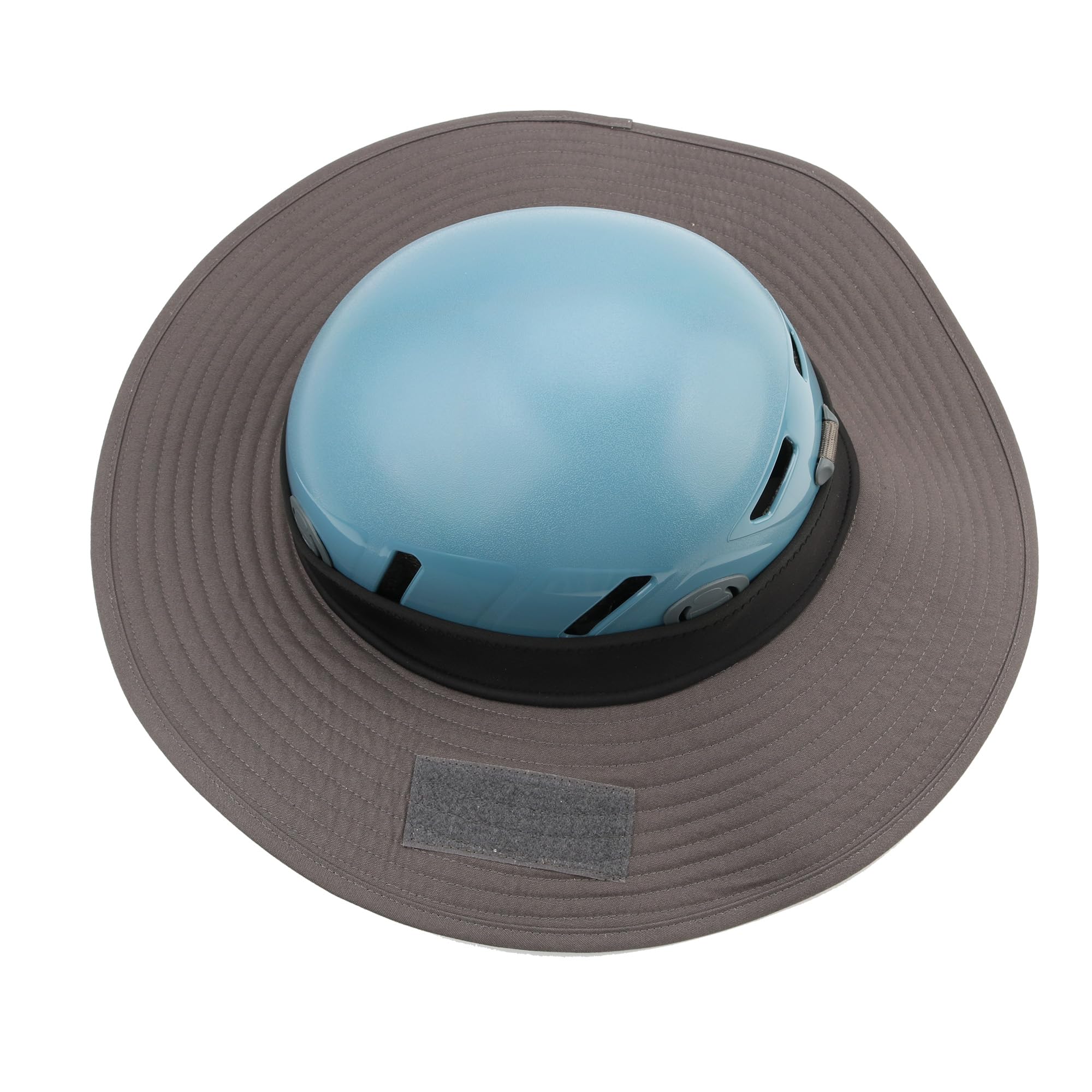 FONGZU front view on helmet showing wide brim blocking sun