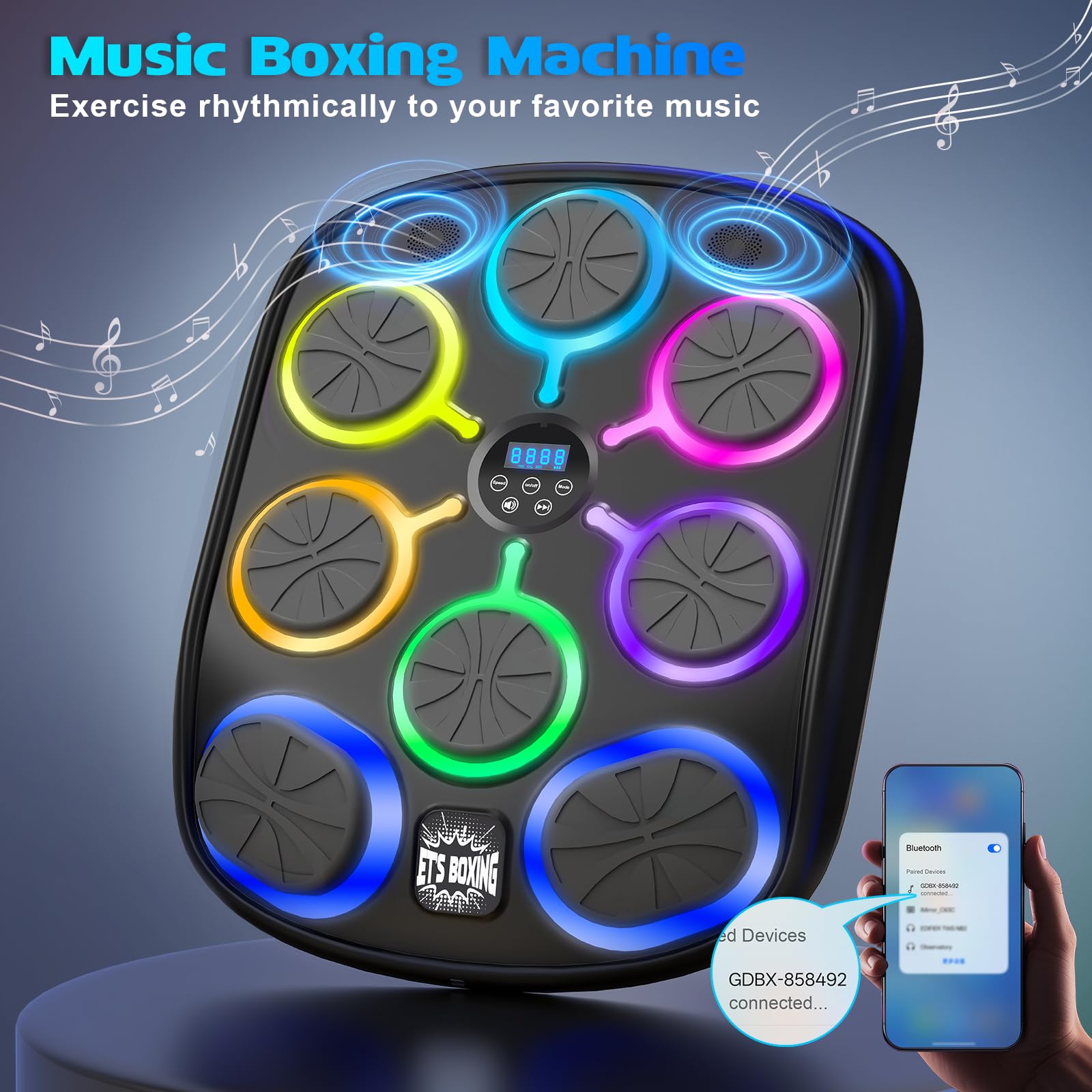 FOOING boxing gloves and included installation stickers for quick setup