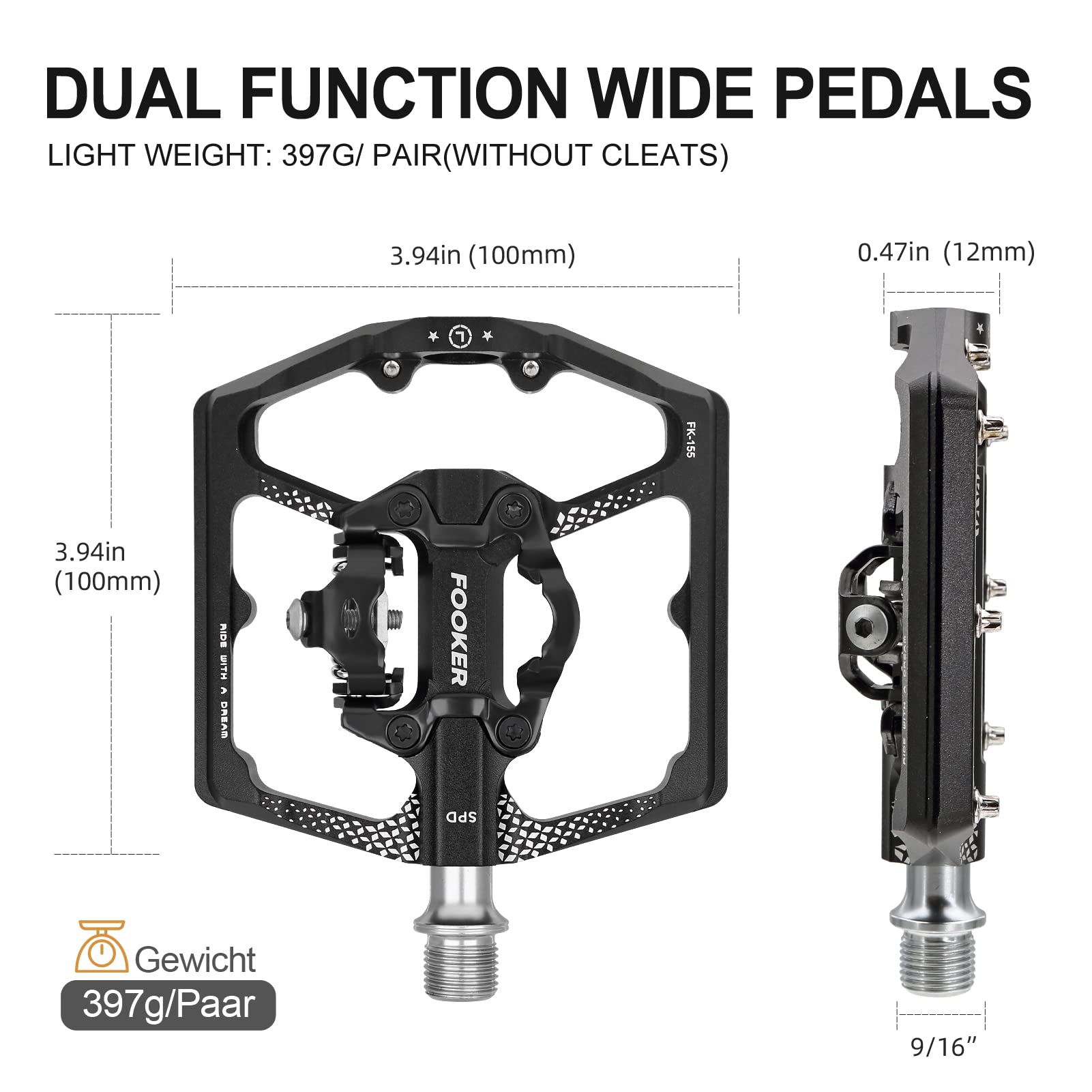 FOOKER clipless side closeup highlighting spring mechanism and adjustability