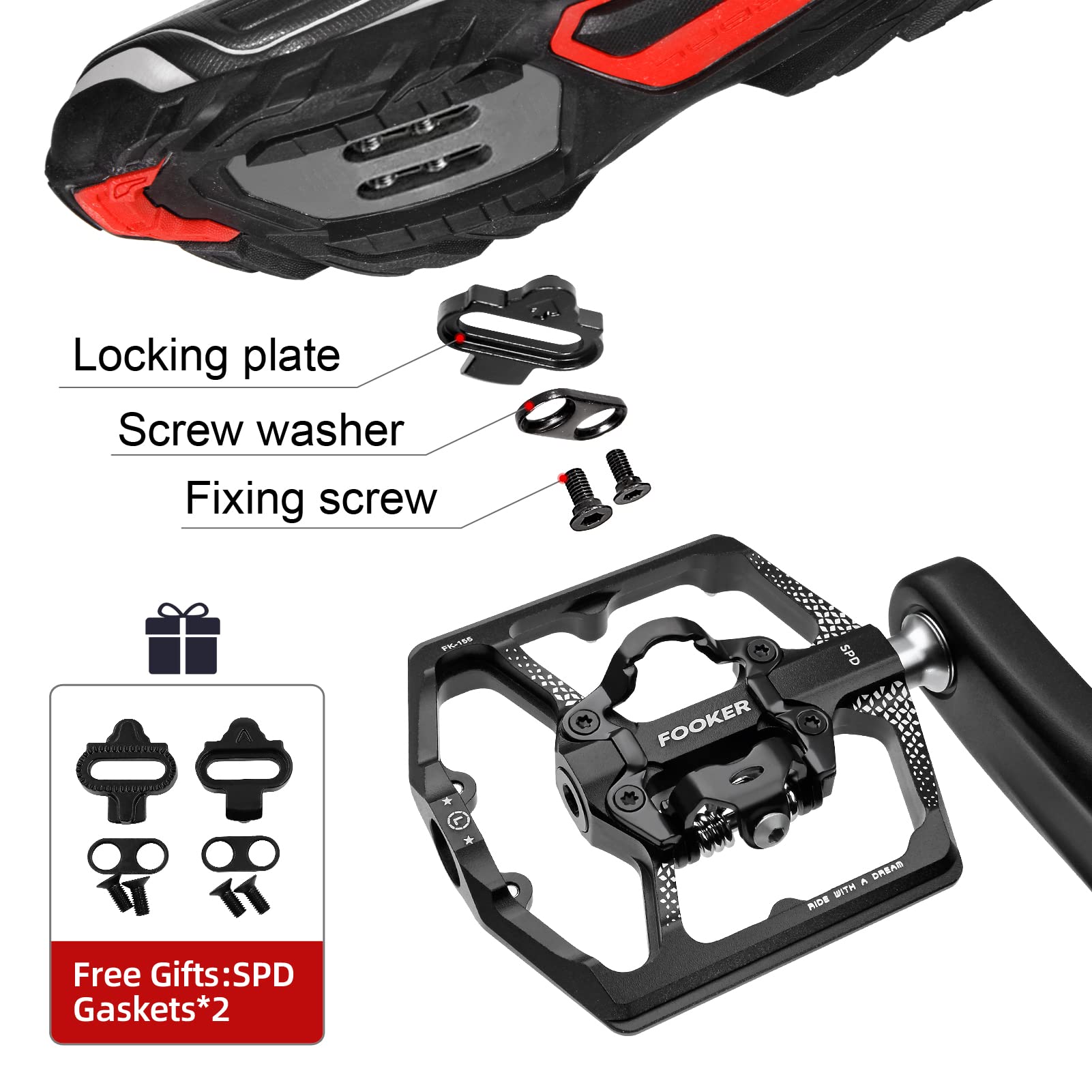 FOOKER pedal installed on mountain bike crank for reliable performance