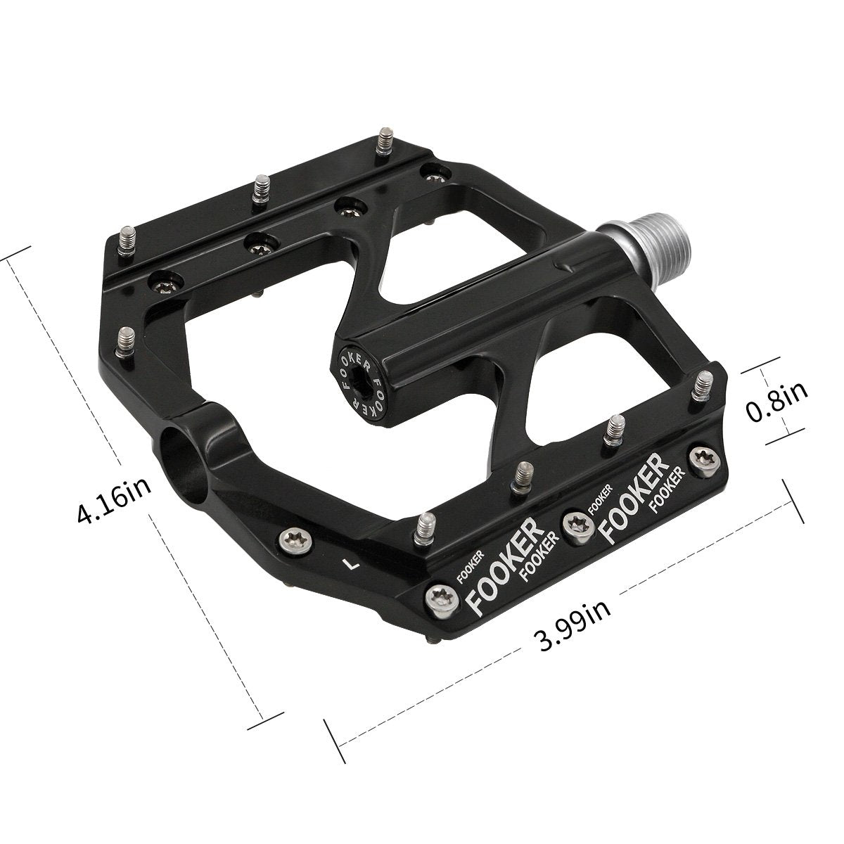 FOOKER pedal mounted on bike crank showing compatibility and scale