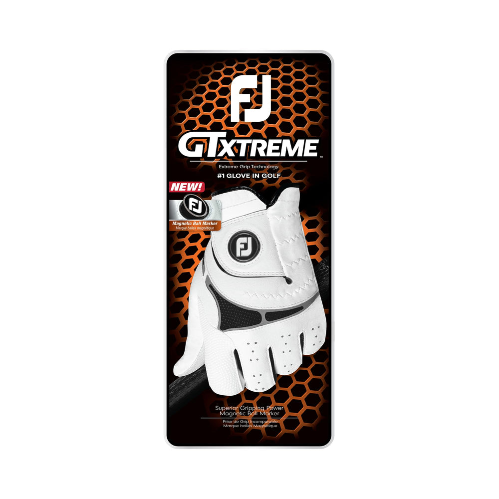 FootJoy GTxtreme worn on left hand holding club demonstrating secure grip and breathability