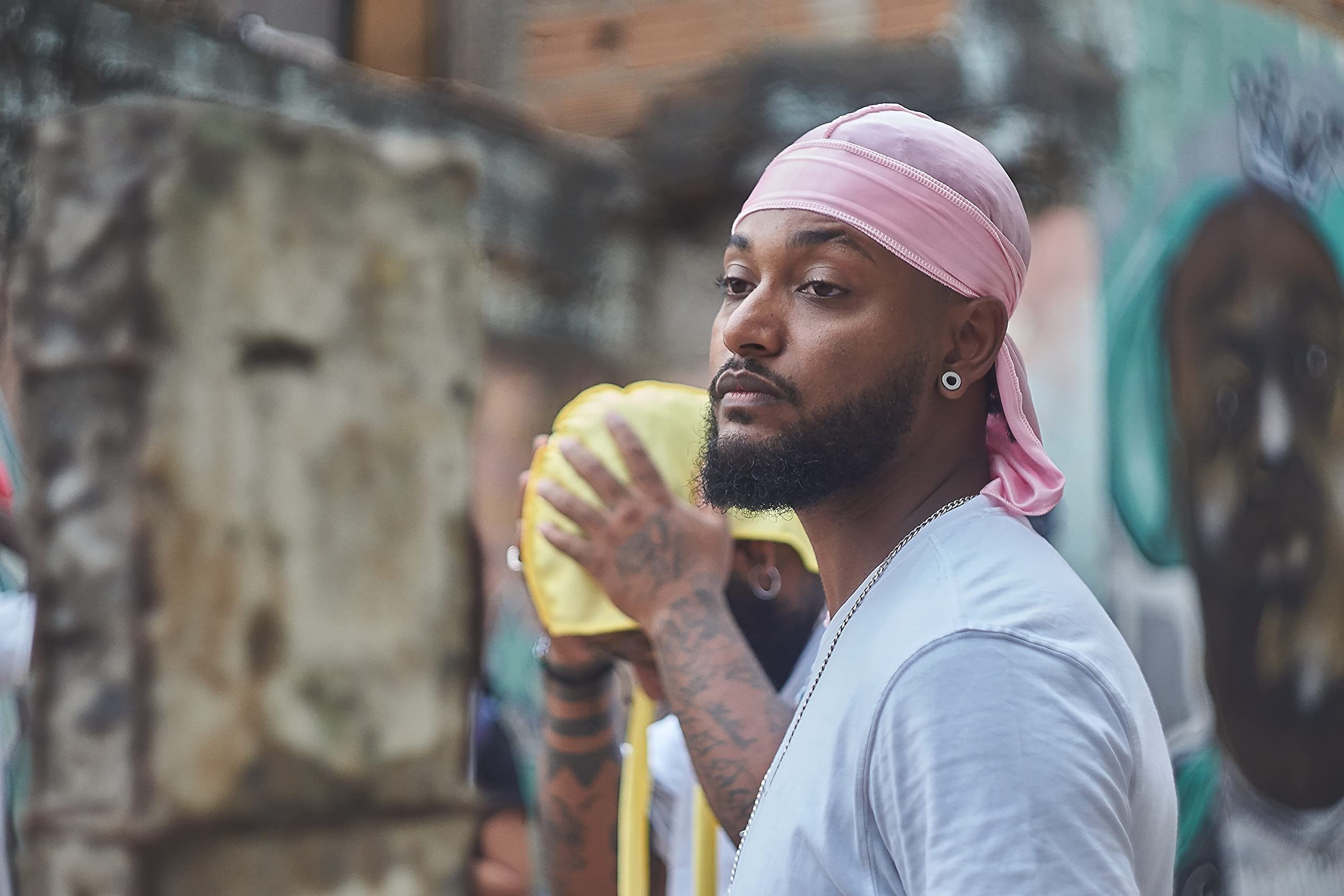 ForceWave on model wearing durag while sleeping illustrating hair protection and comfortable fit