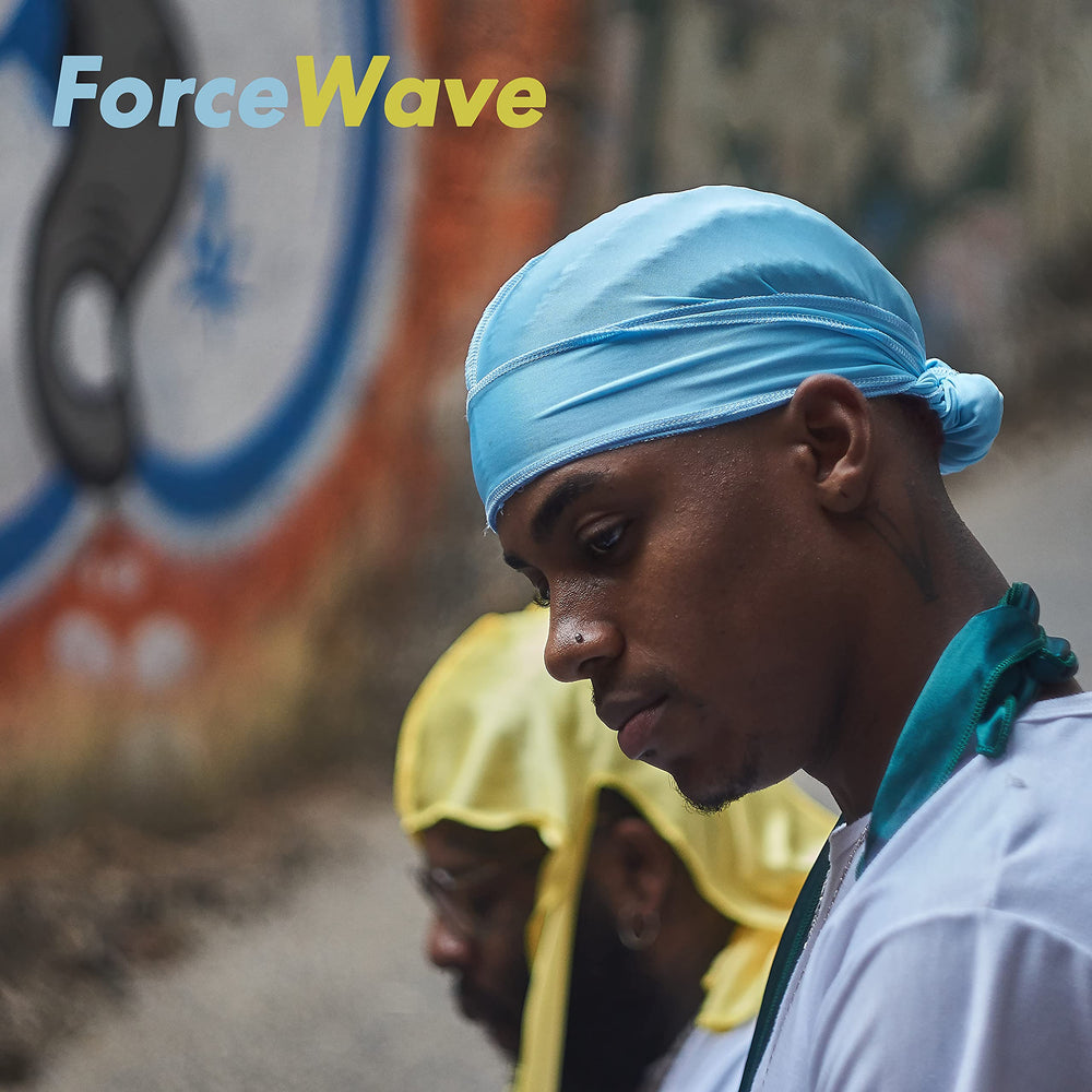 ForceWave durag held in hand to show size and reversible design benefit
