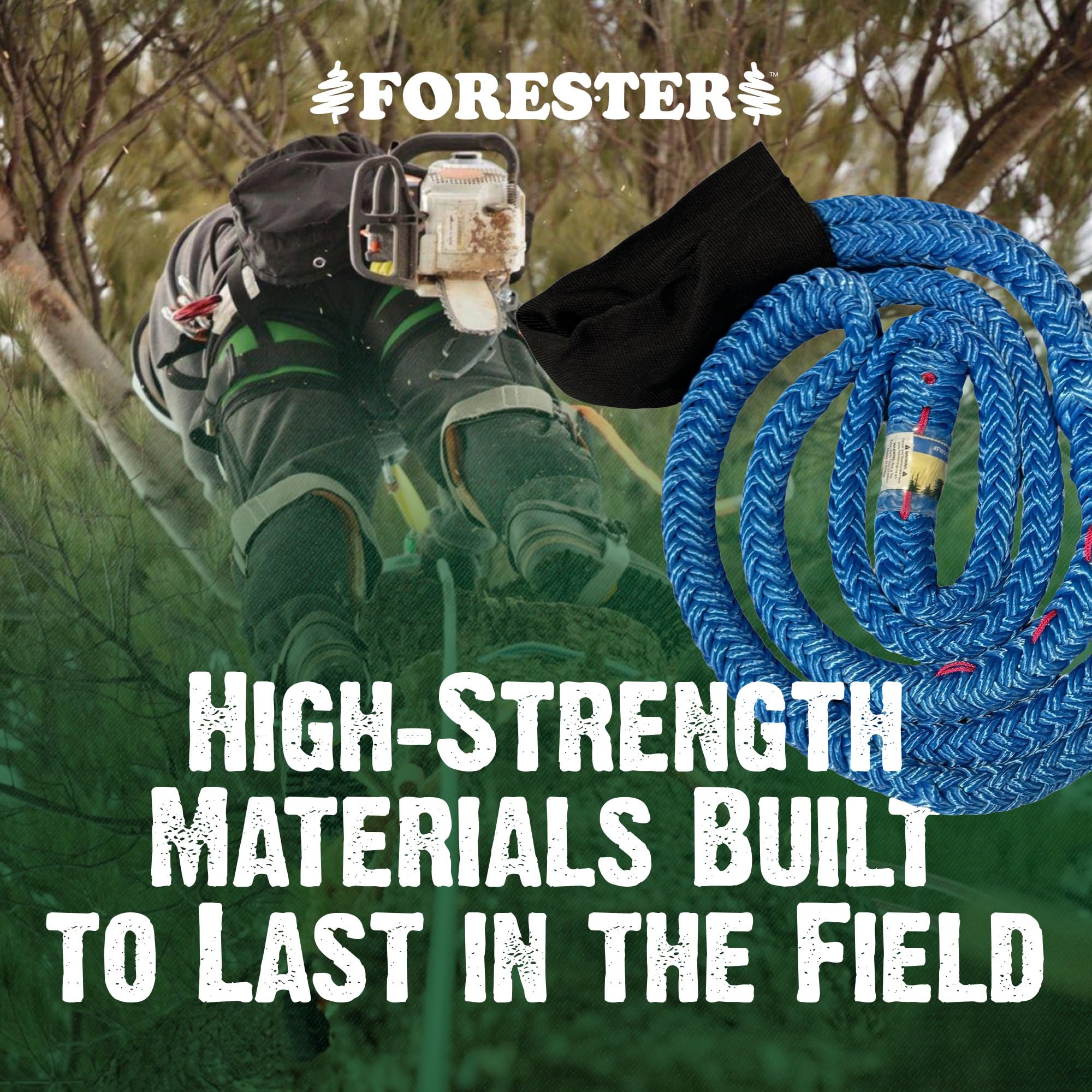 FORESTER sling beside a tape measure showing length range 3 to 5 feet for correct scale
