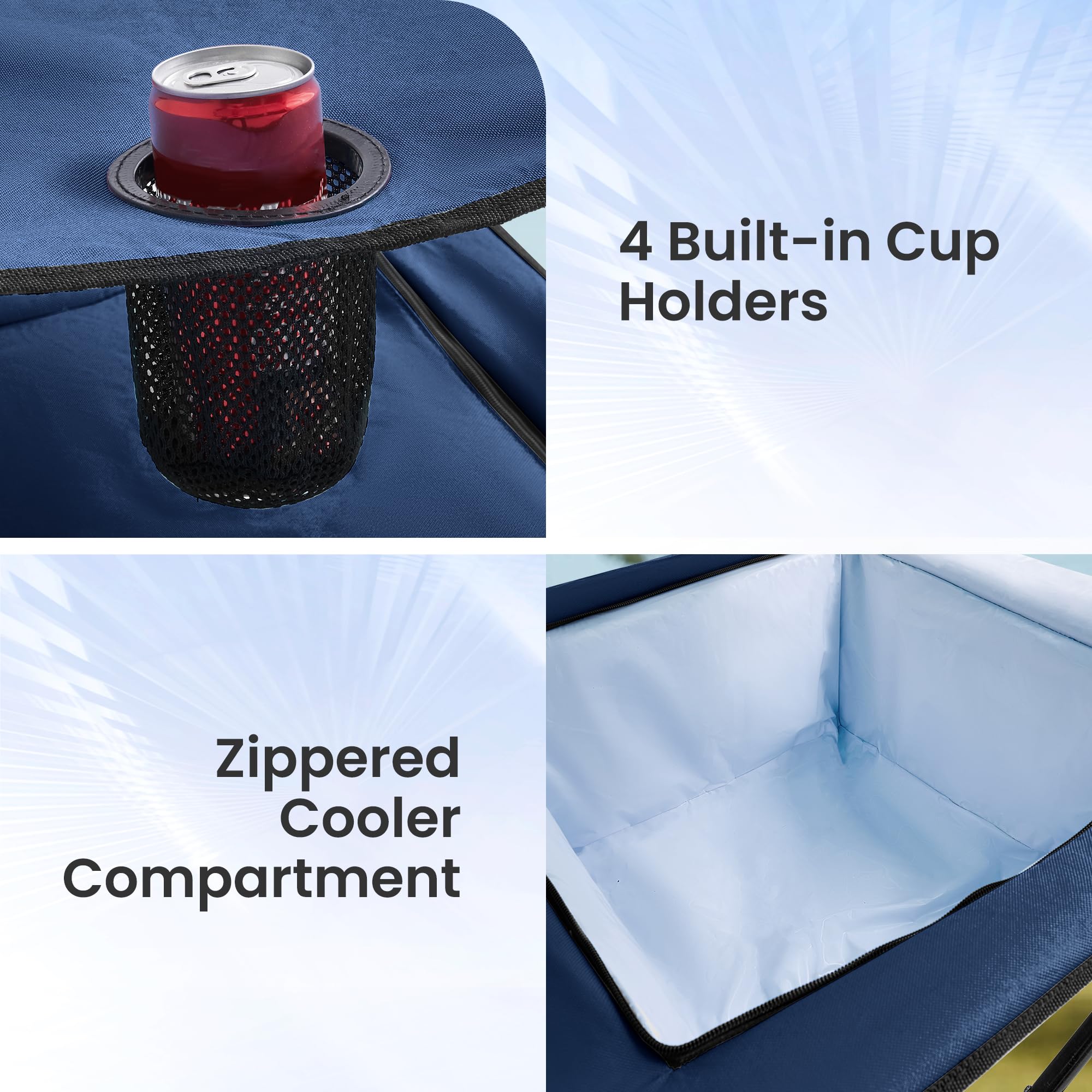 Foristrail table used at backyard BBQ demonstrating organization and extra serving space