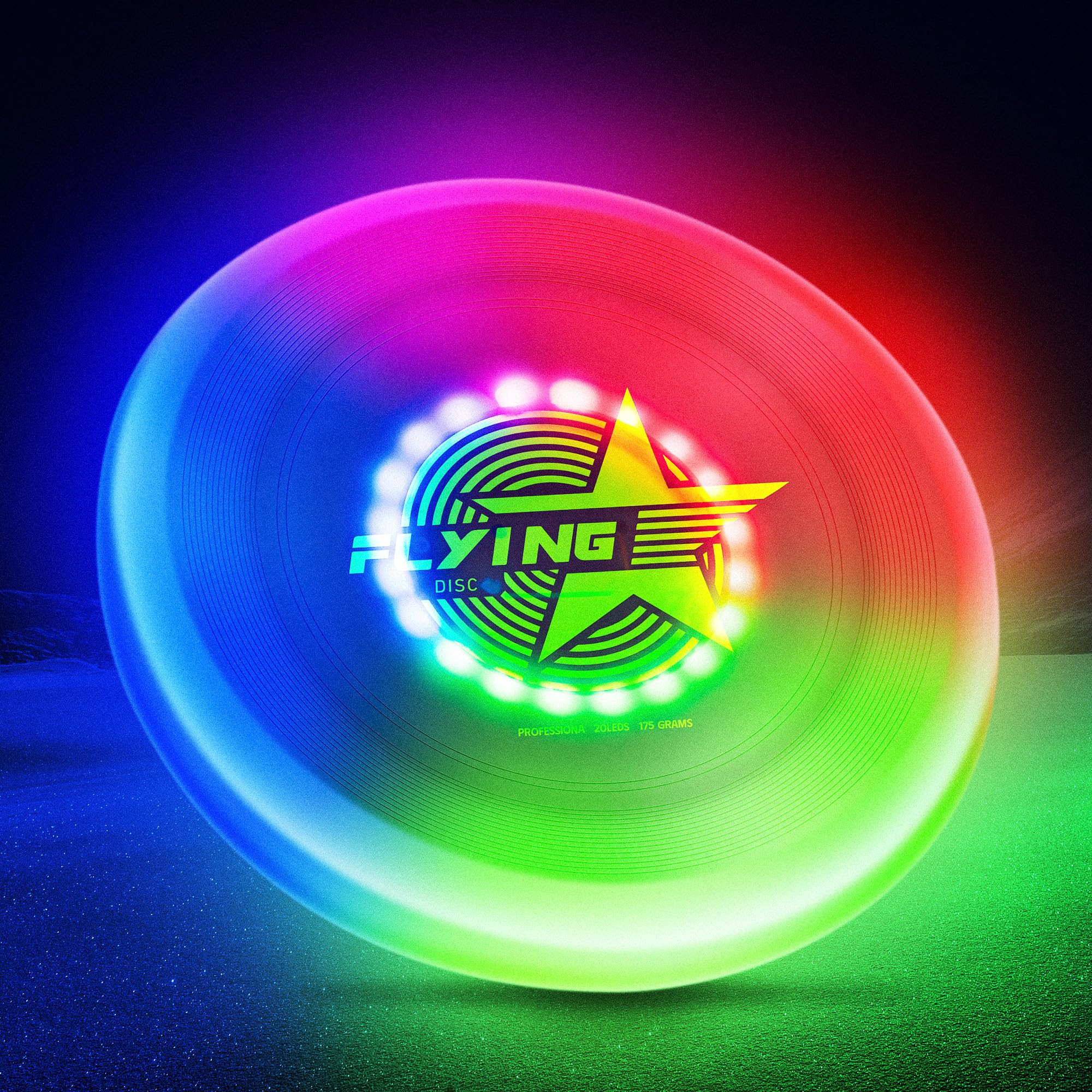 Fortikpo front view of disc and packaging showing colorful LEDs and compact design