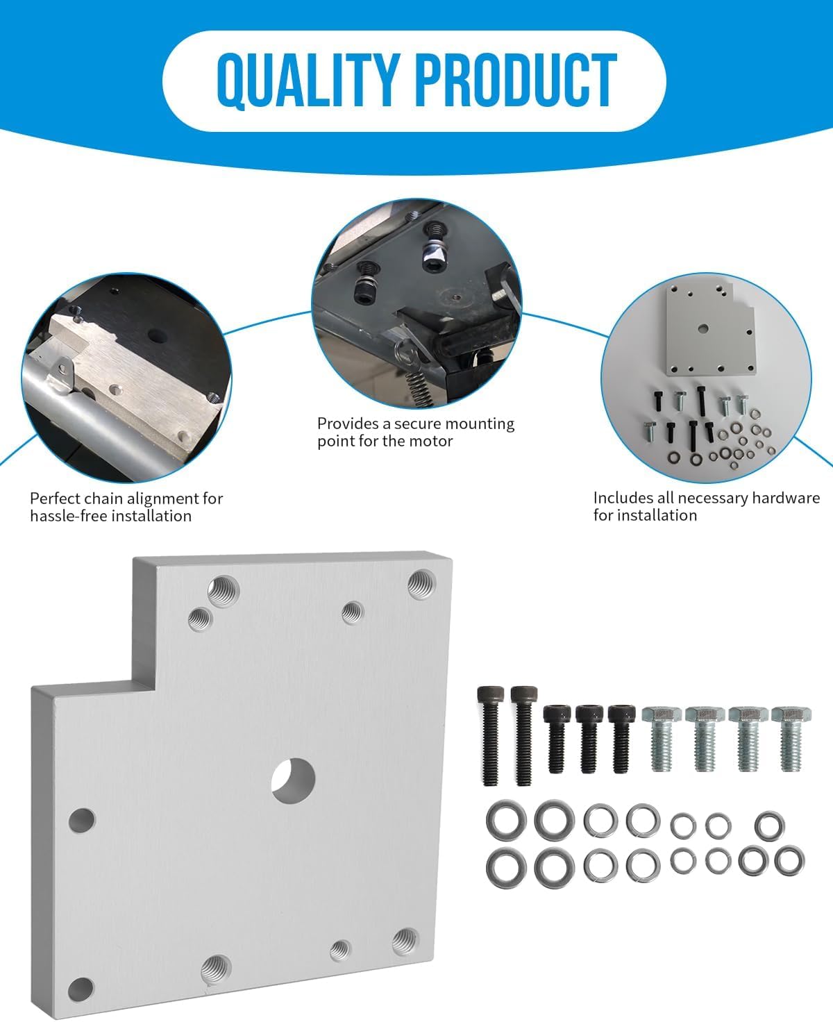 Foruly adapter plate with MY1020 motor mounted demonstrating secure mounting benefit