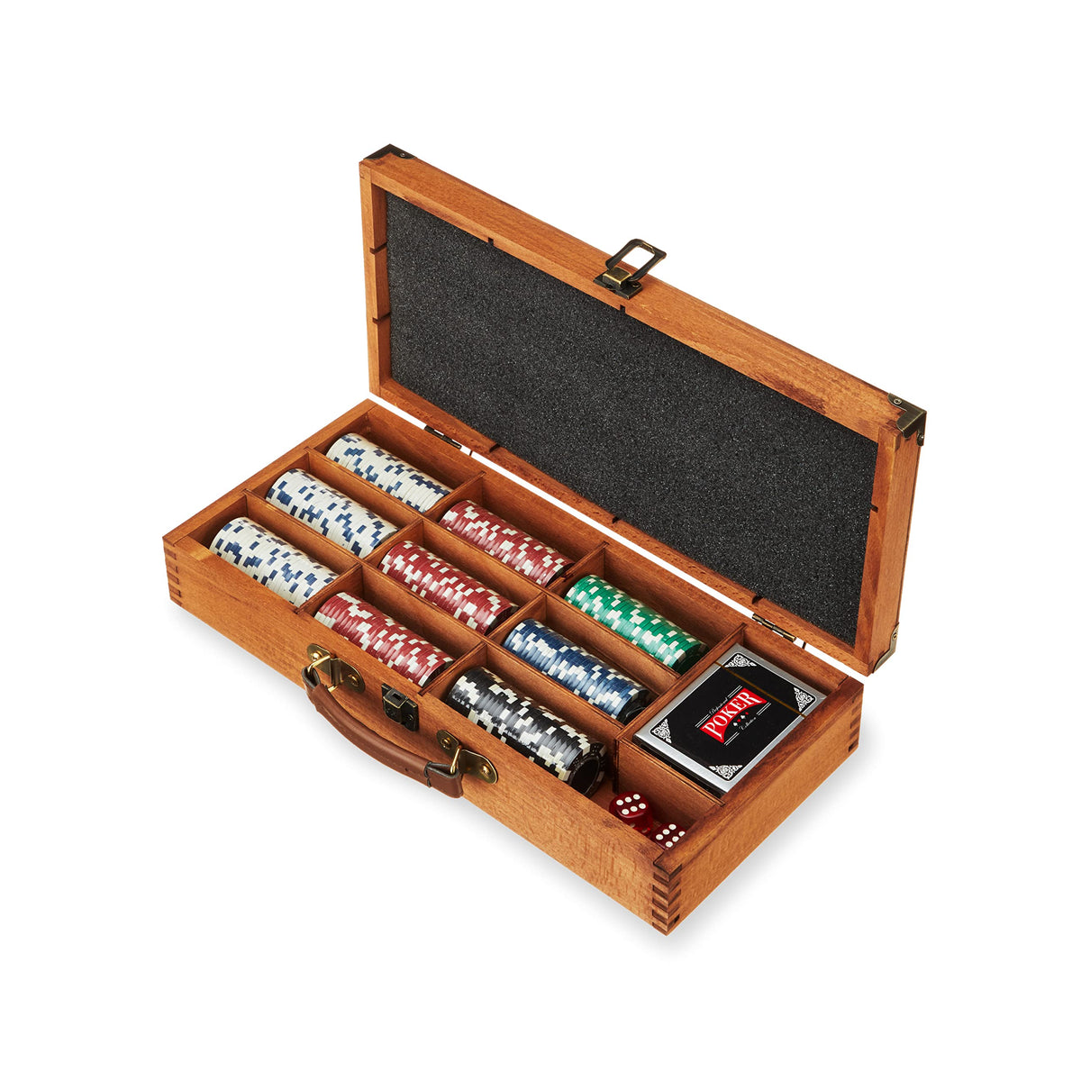 Foster & Rye wooden box front view showing classic brass accents and handle