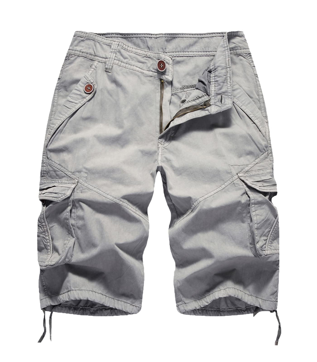 FOURSTEEDS front view of grey cargo shorts showing fit and pockets for everyday comfort