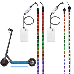 FOVNOT scooter front view showing four attached LED strips and bright colors