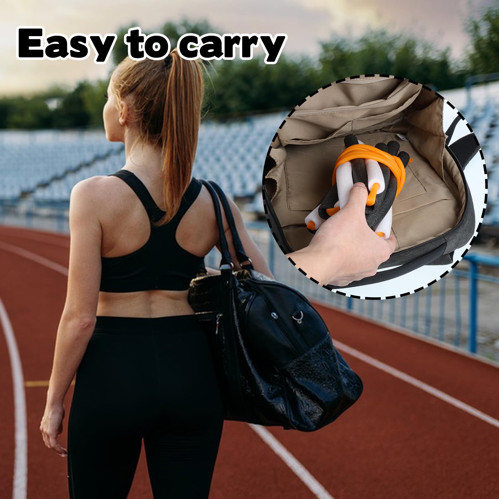 Foxtell folded crossbar inside gym bag for compact transport convenience