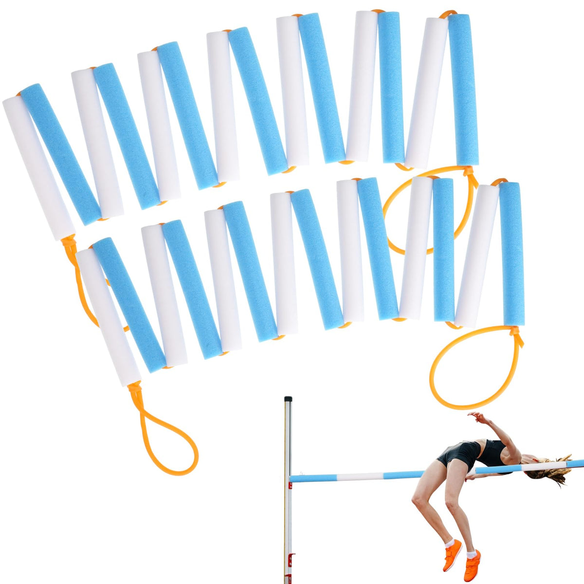 Foxtell front view of boxed 2-pack elastic crossbars showing full contents and portability benefits
