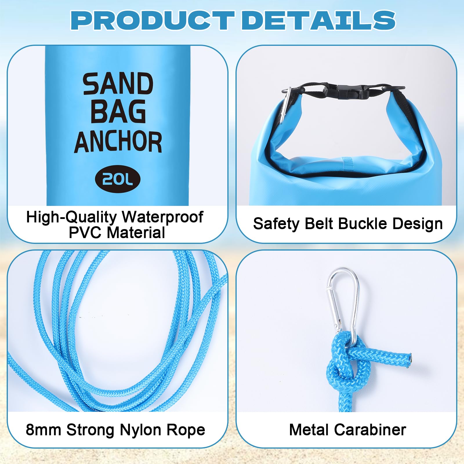 Foxtell metal hook and 13ft nylon rope detail showing secure attachment