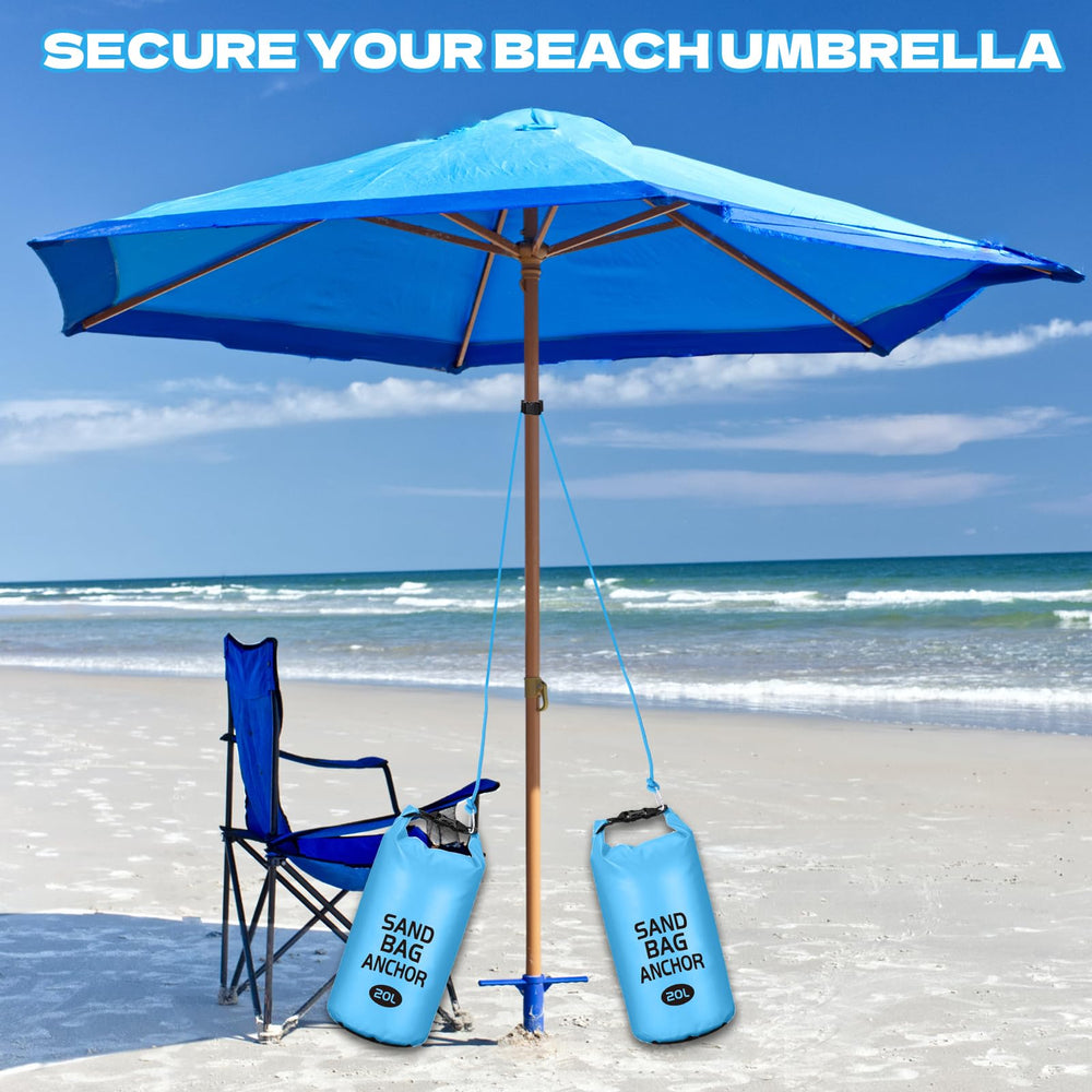 Foxtell sand bag held in hand to show 20L capacity and portability