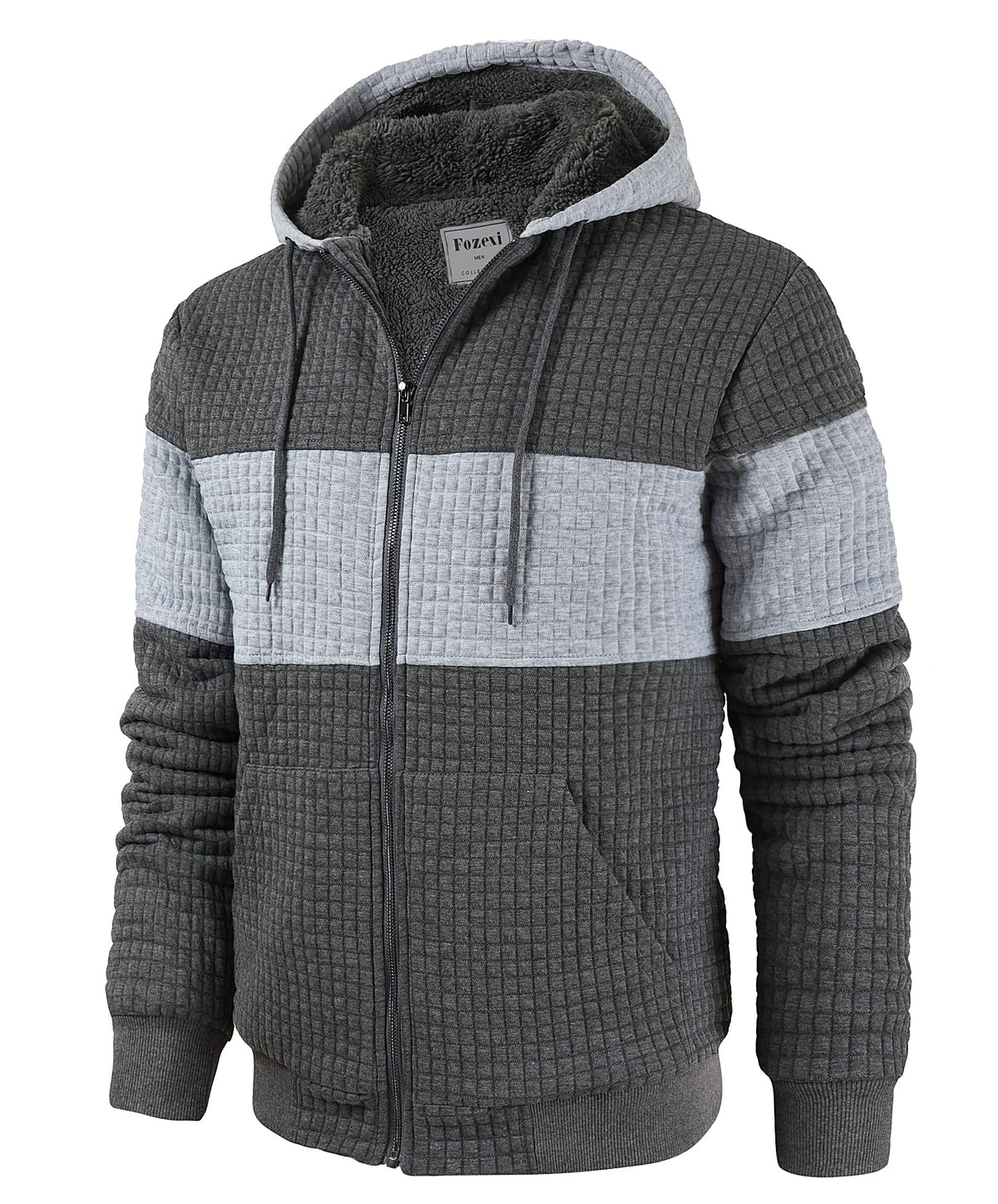 Fozexi front view charcoal grey hoodie showing fit and styling benefit of versatile layering
