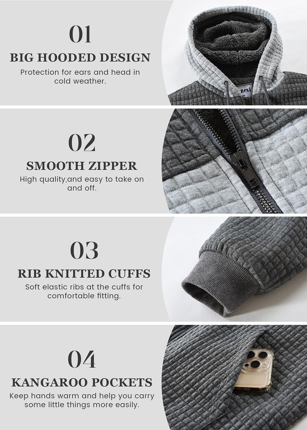 Fozexi hoodie worn outdoors showing weather-ready layering and casual versatility
