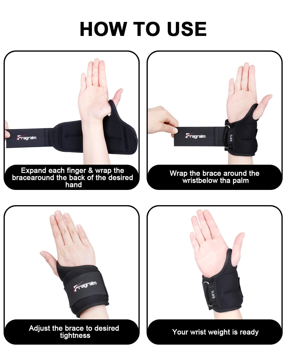 Fragraim wrist weights worn in use enhancing cardio effort and comfort