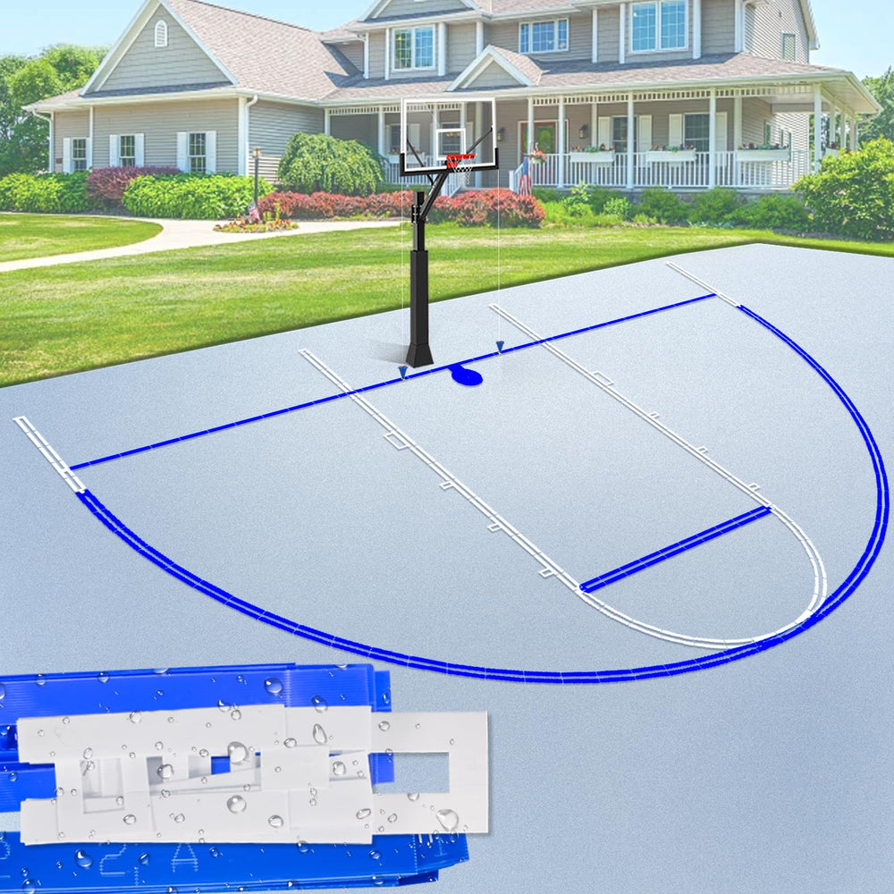 FrameFirm front packaging showing the basketball stencil kit and included parts for easy setup