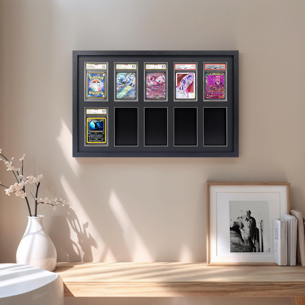 FramePro hanging on wall in living room offering stylish exhibit and space-saving benefit