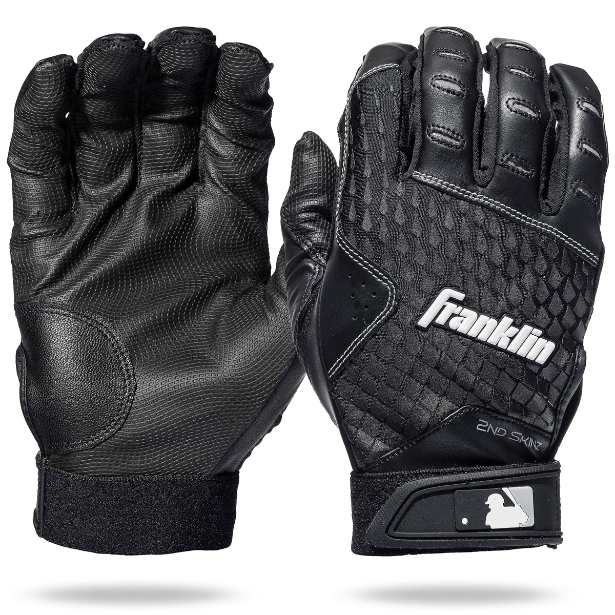 Franklin Sports 2nd-Skinz front view showing sleek black design and secure fit benefit