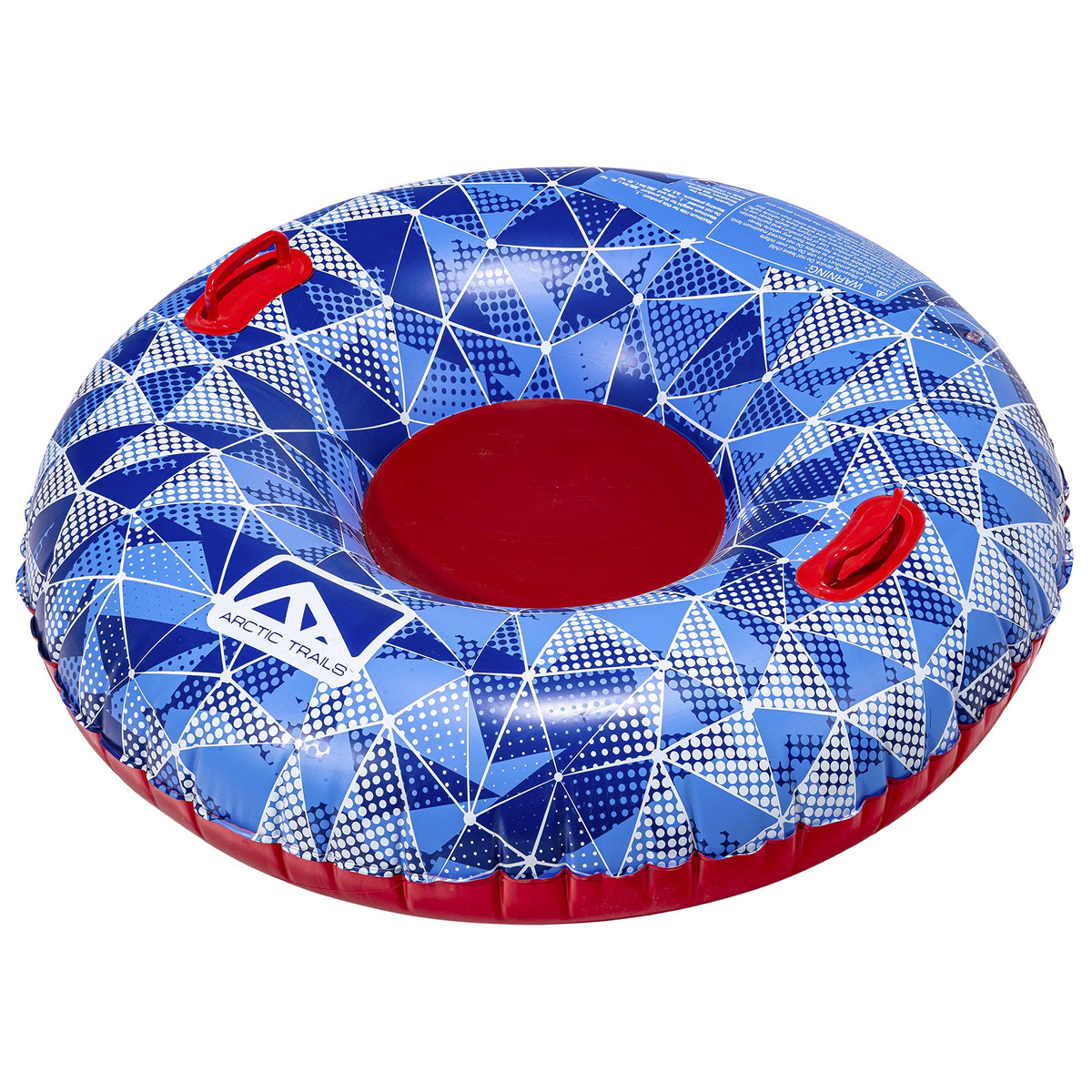Franklin Sports front view of the 48-inch snow tube showing seat area and design benefits