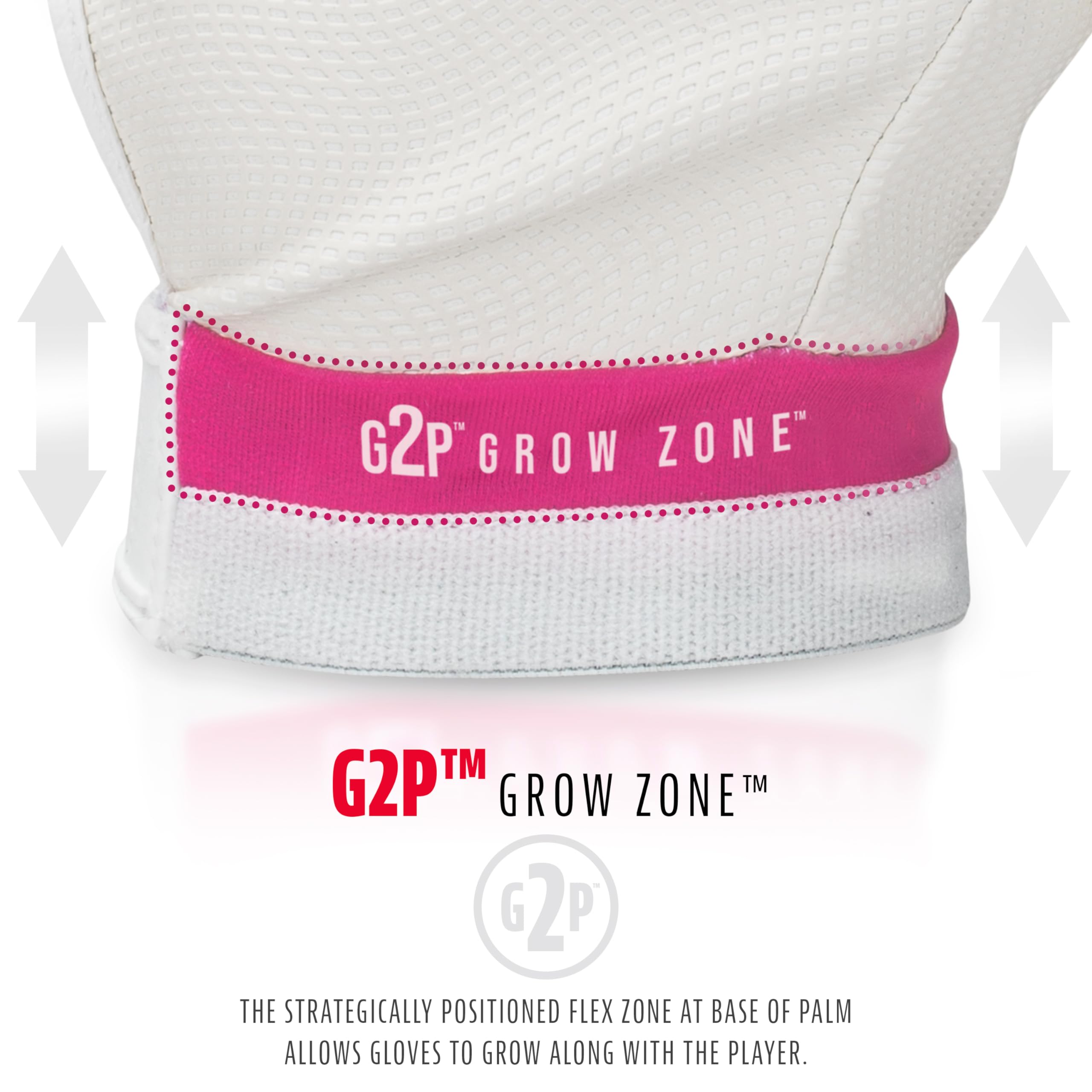 Franklin Sports flex zone detail that lets gloves grow with the child
