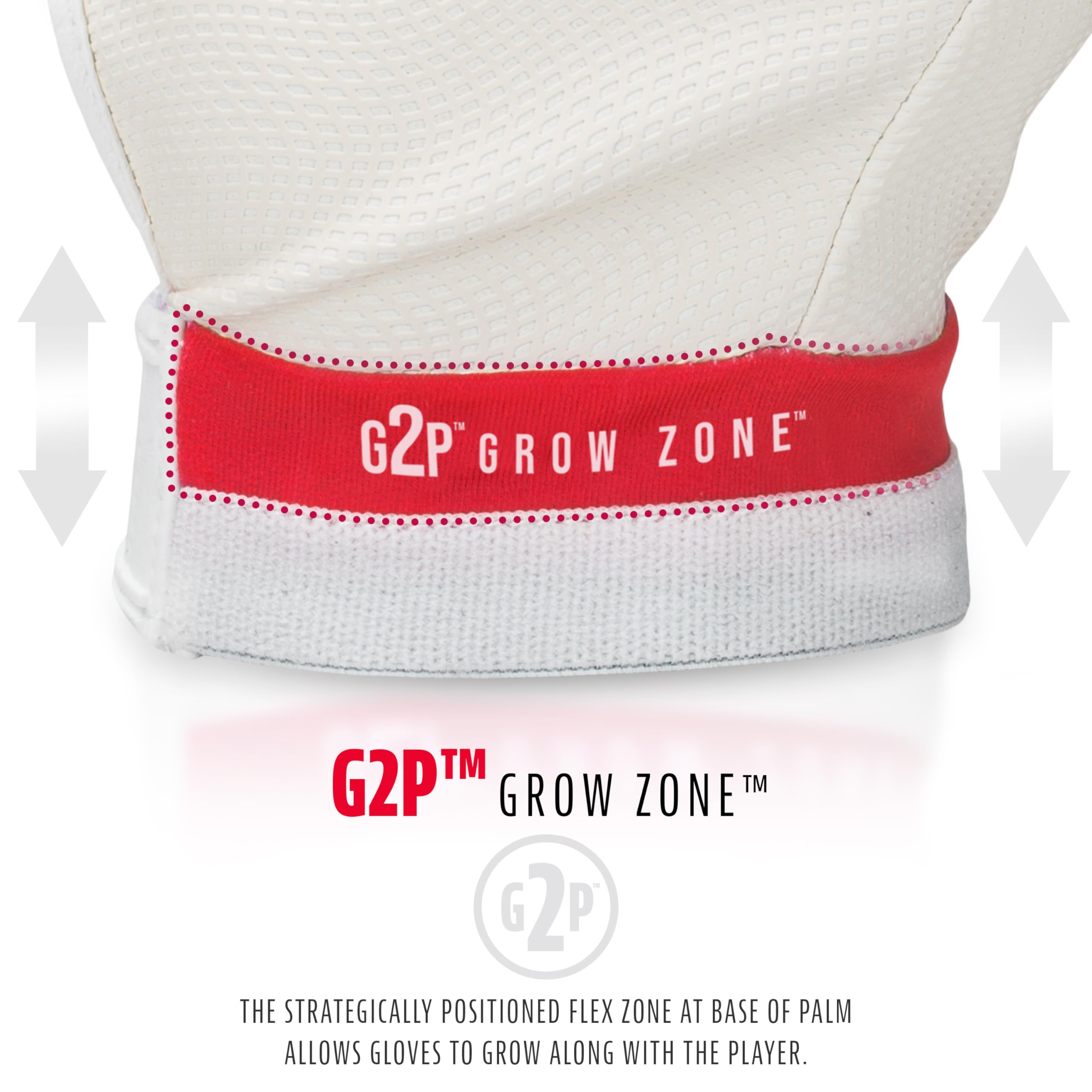 Franklin Sports flex zone detail that expands as kids’ hands grow