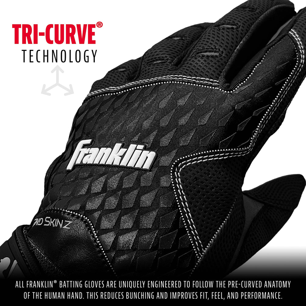 Franklin Sports gloves worn by youth hitter demonstrating improved bat control benefit