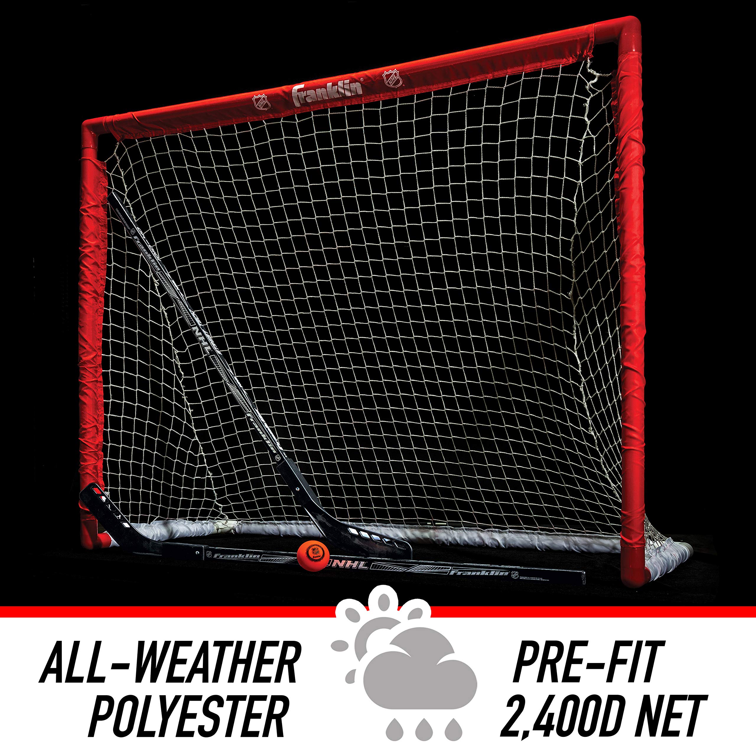 Franklin Sports goal assembled in driveway demonstrating portable play