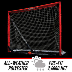 Franklin Sports goal assembled in driveway demonstrating portable play