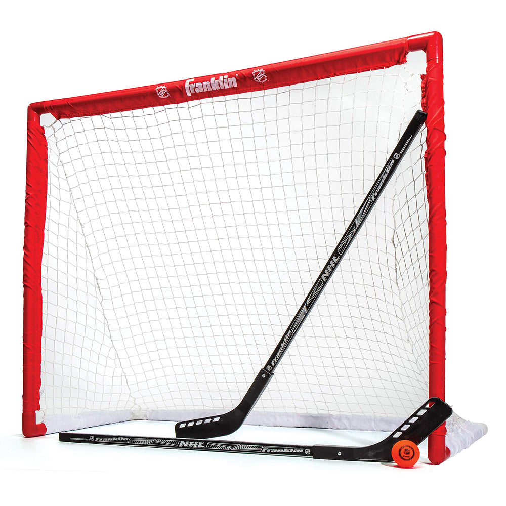 Franklin Sports goal front view showing full frame and easy setup benefit
