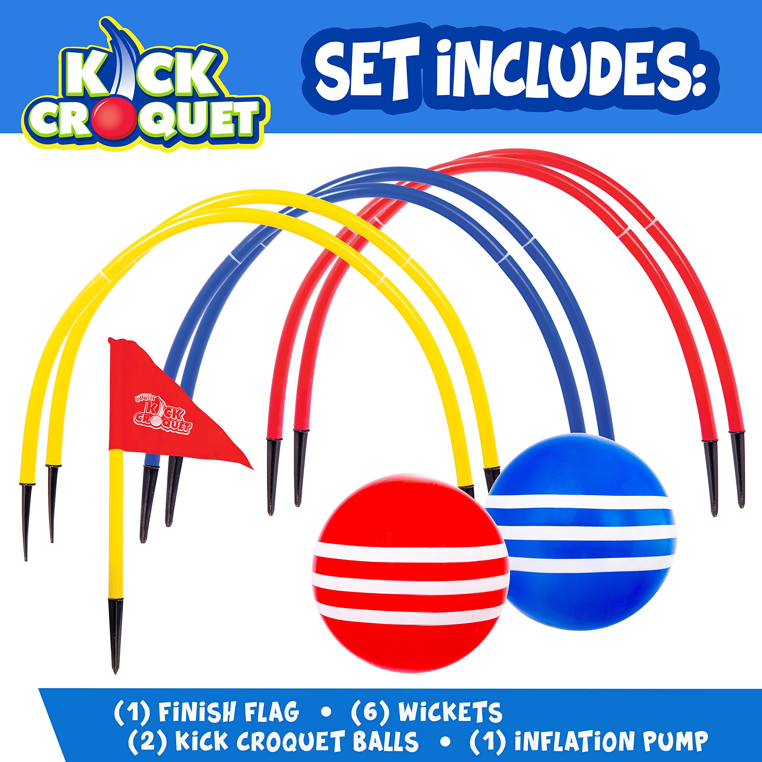 Franklin Sports close-up of two 12-inch kick croquet balls for easy control