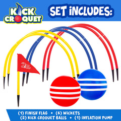 Franklin Sports close-up of two 12-inch kick croquet balls for easy control