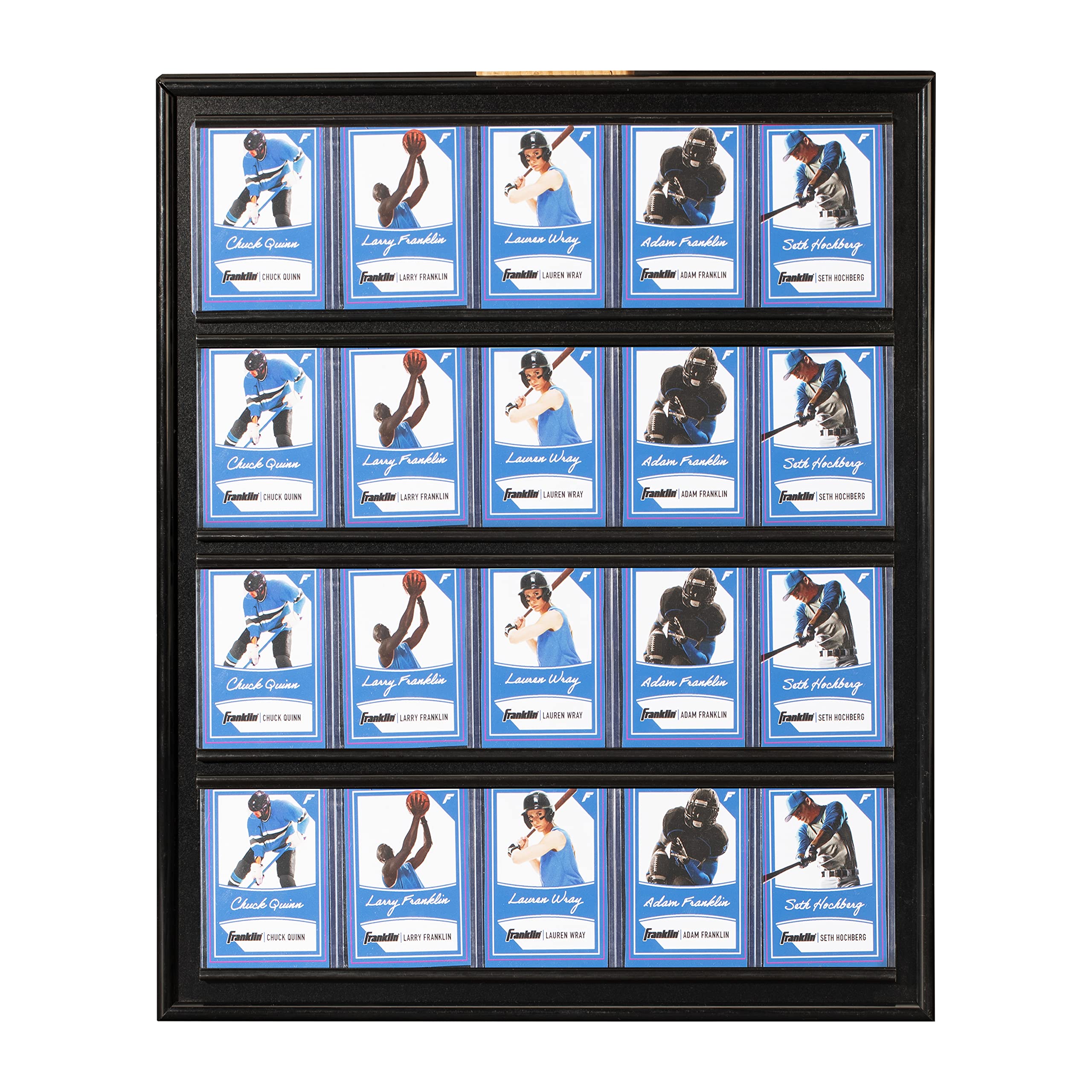 Franklin Sports open frame with cards sliding in demonstrating easy access benefit