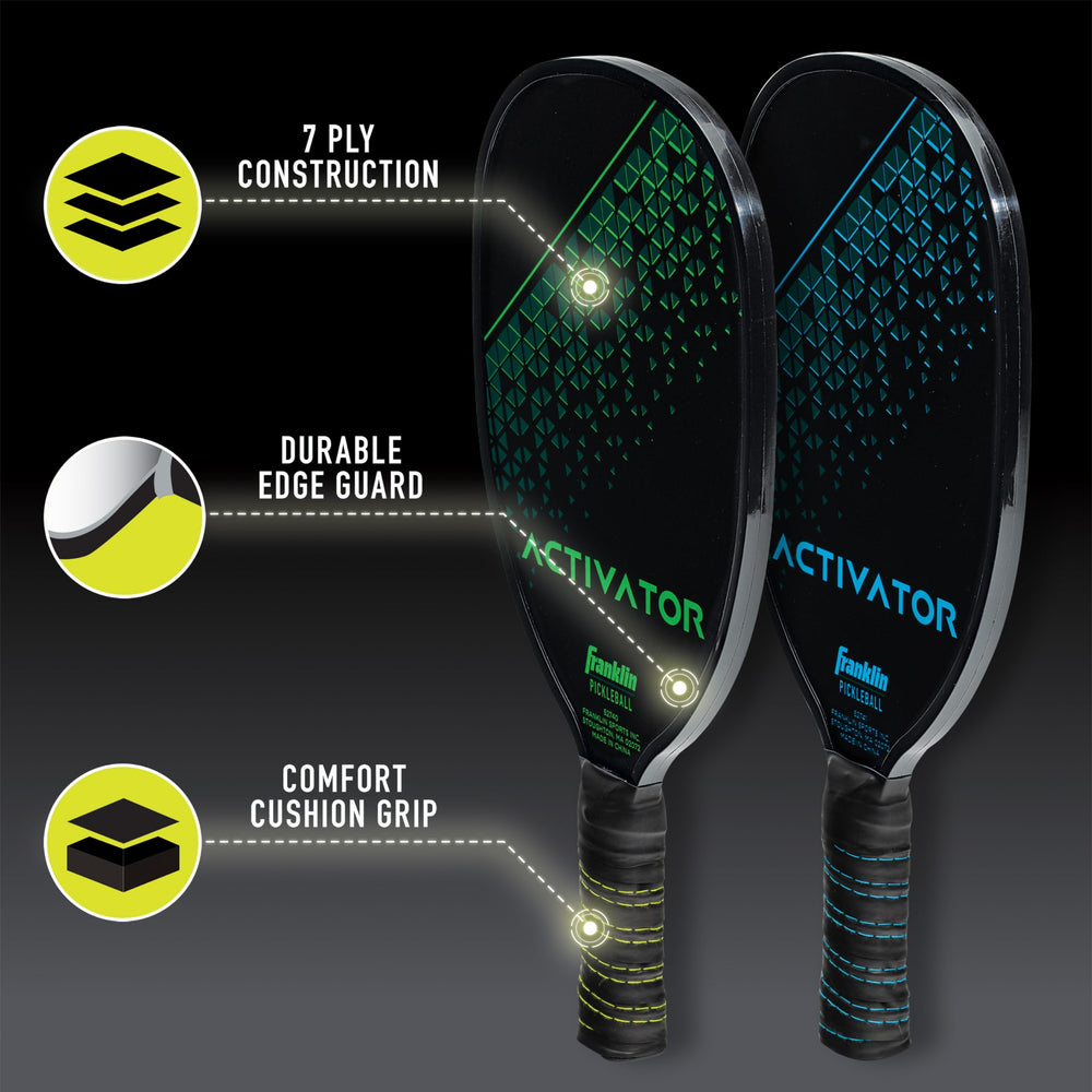 Franklin paddle face wood grain closeup illustrating solid surface for predictable ball response