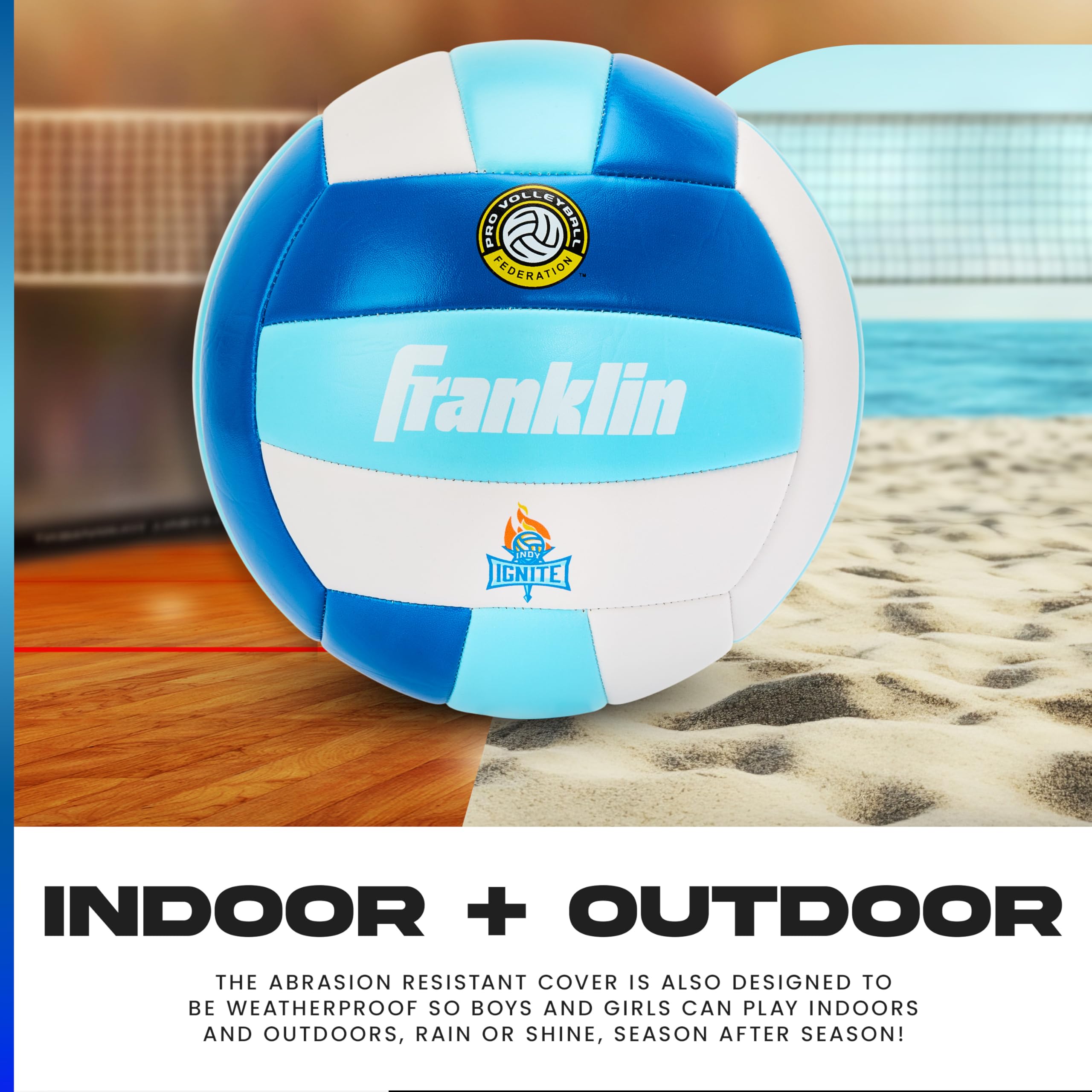 Franklin Sports PVF Indy Ignite captured mid-serve illustrating consistent flight and control